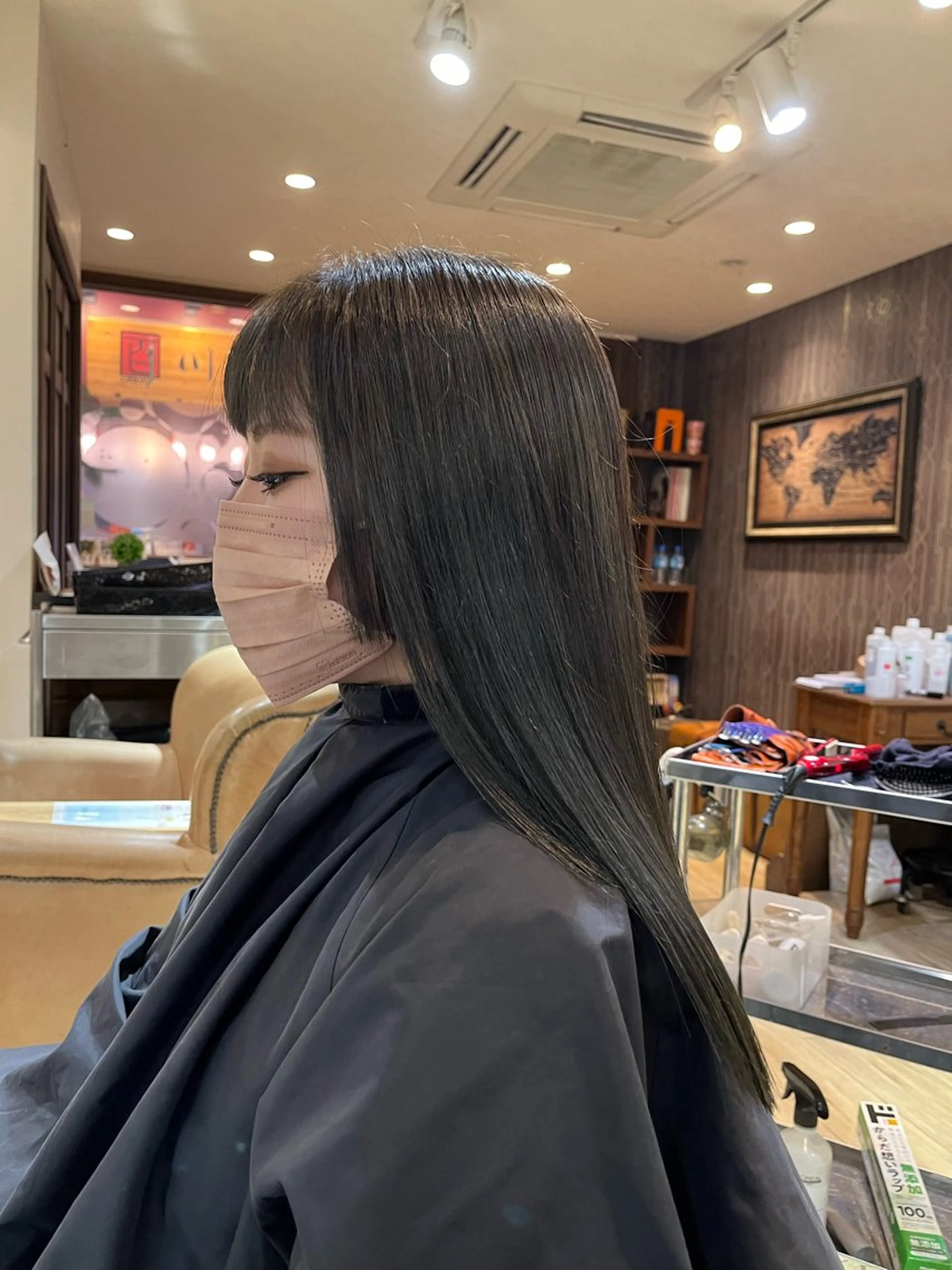 ロング カラー オリーブカラー 姫カット ヘアカラー VOYAGE所属・中園 康のヘアスタイル