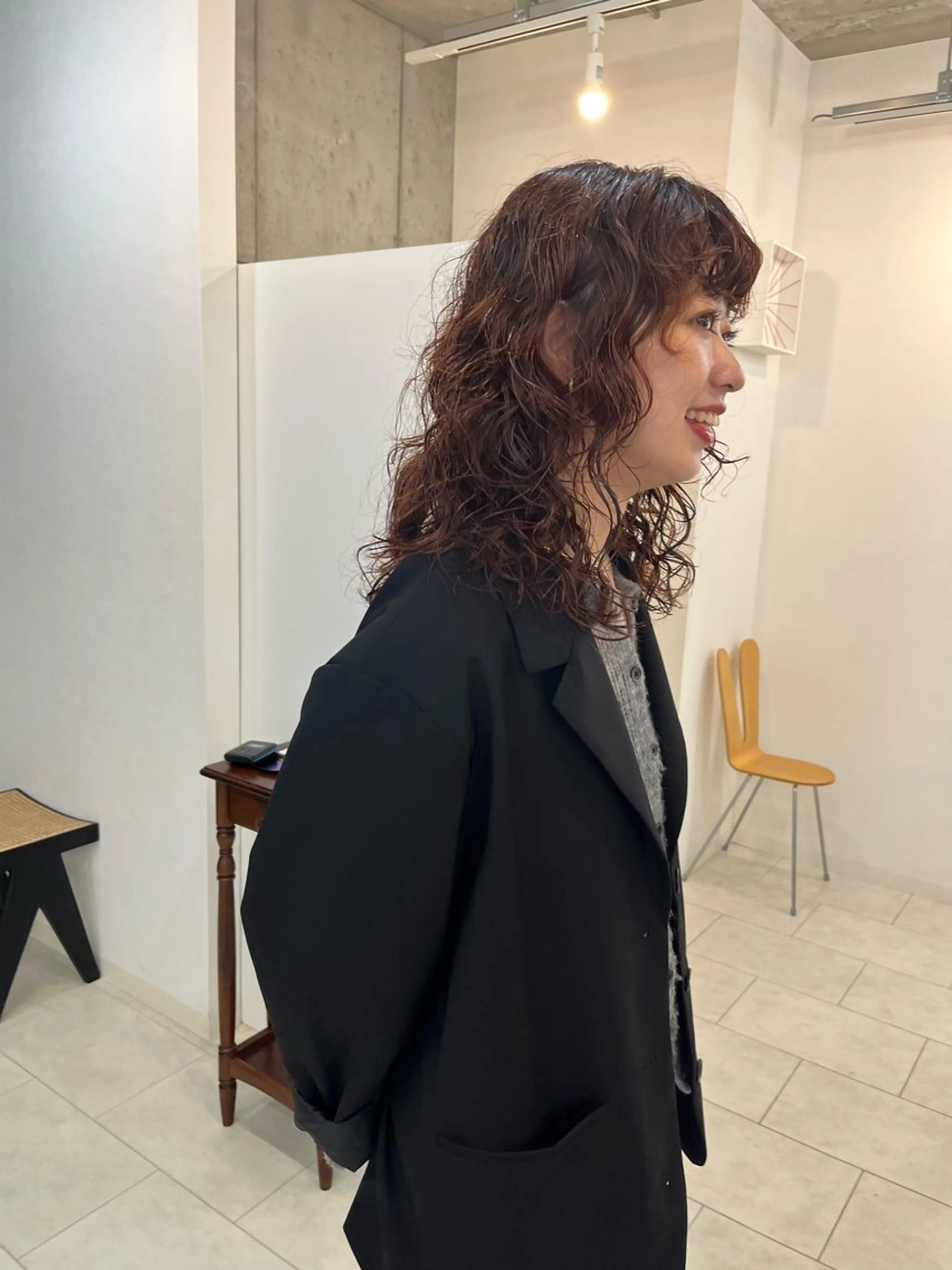 セミロング カラー パーマ カット パーマ NOUN所属・eri kinjoのヘアスタイル