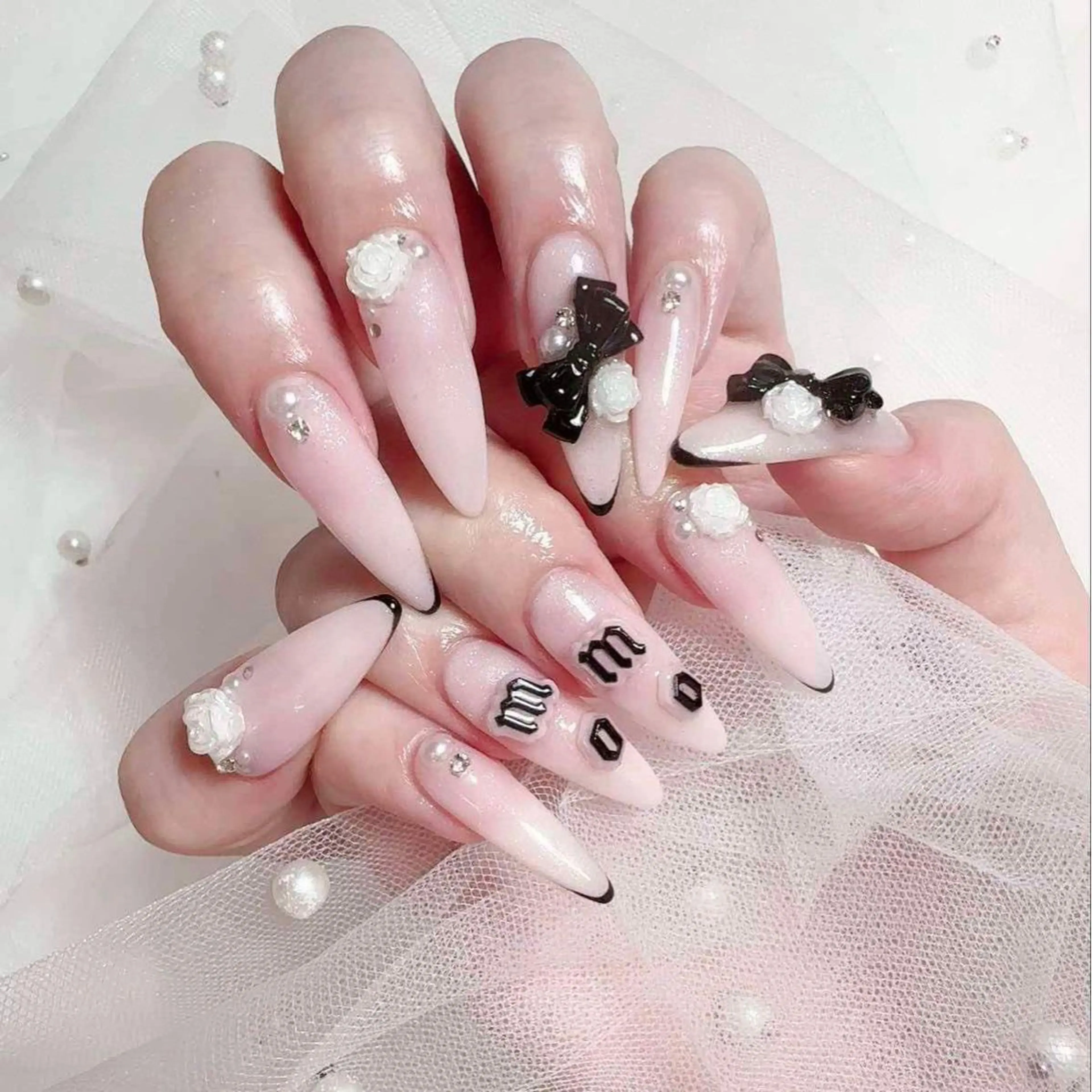 ネイル 長さ出し グラデーション キラキラネイル マグネットネイル ミラーネイル Lee Nails チップ長さだし専門店のネイルデザイン