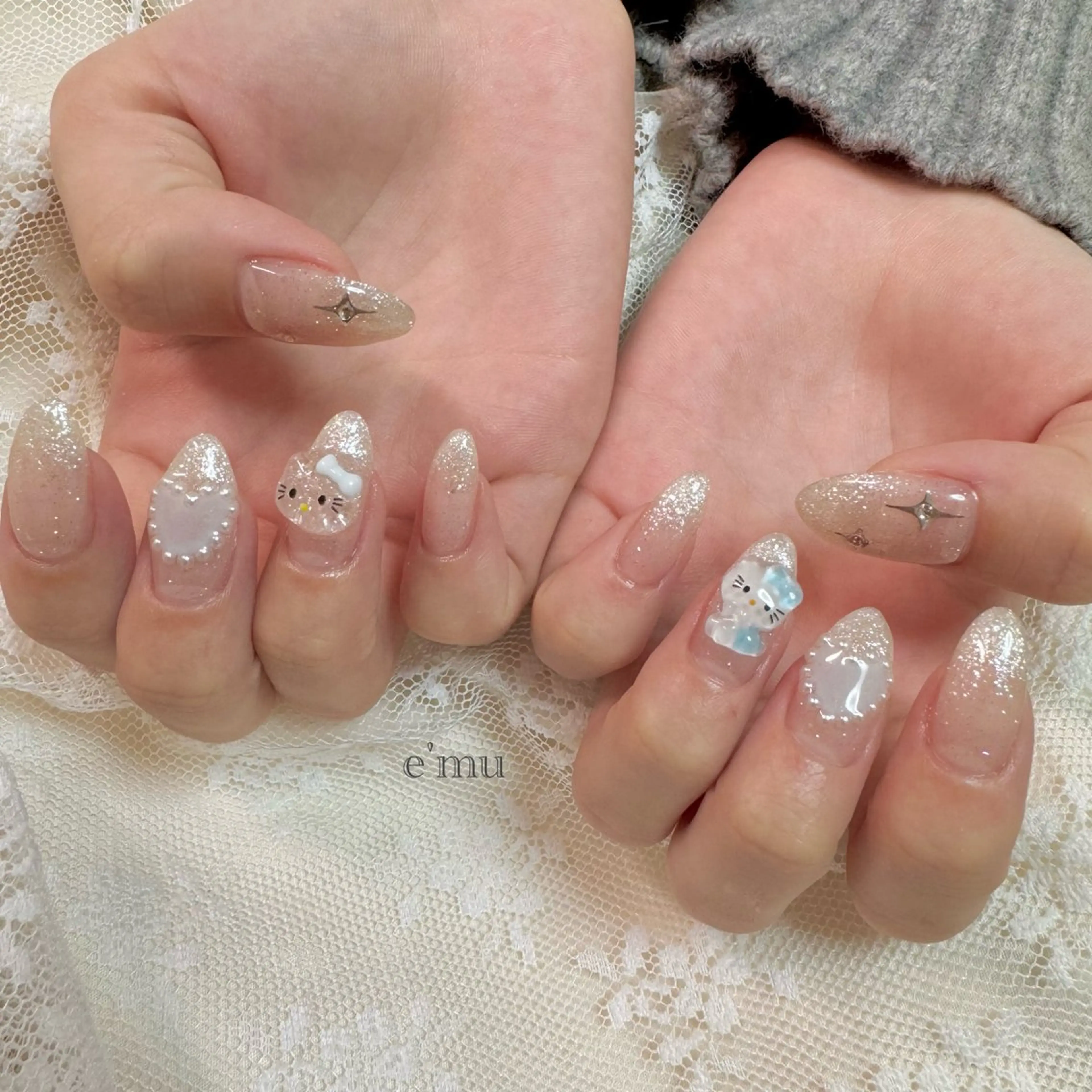 ネイル 水色 ハンドネイル nail salon e'mu💐のネイルデザイン