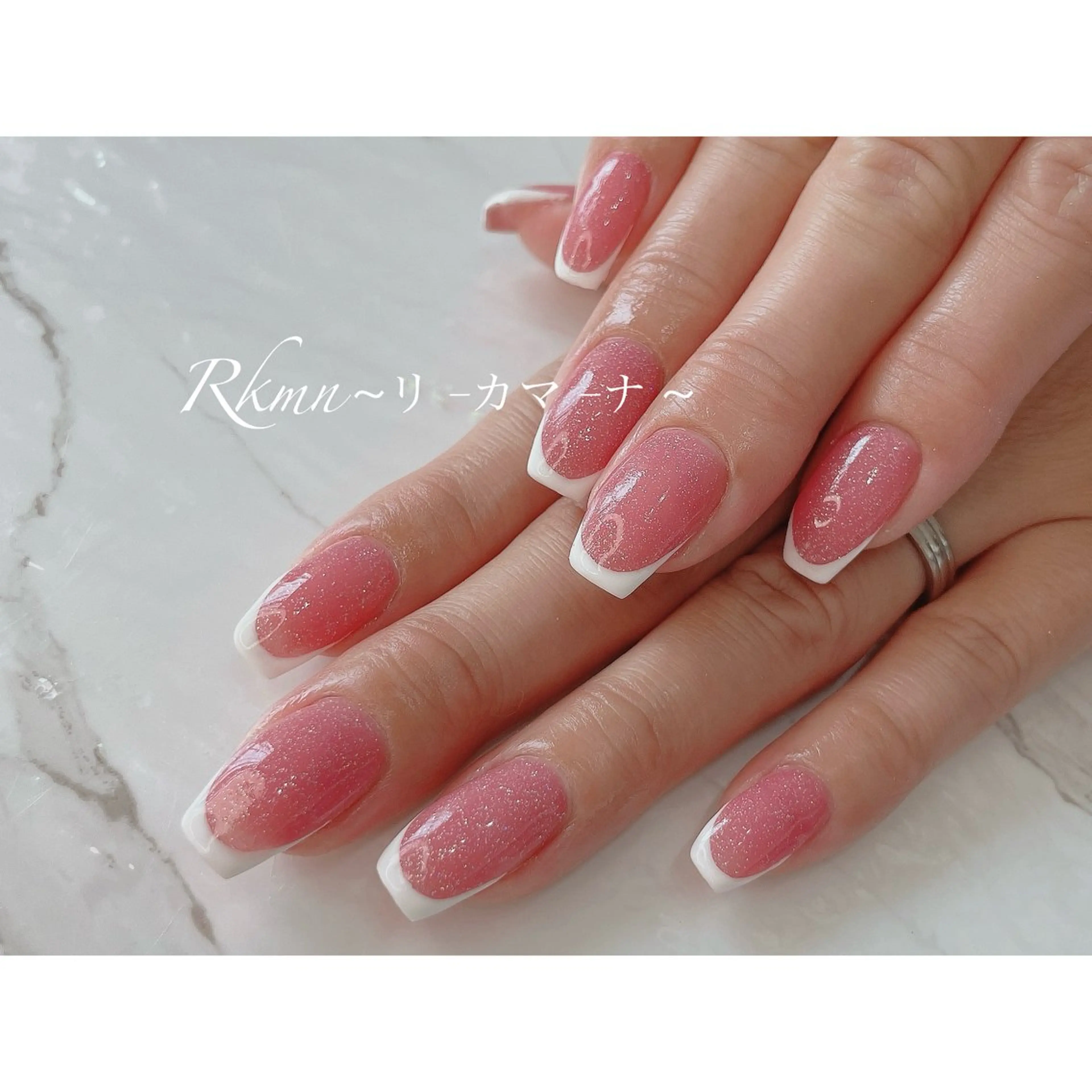 ネイル アートネイル フレンチネイル ピンク 春ネイル ホワイト ハンドネイル フットネイル ハンドケア Rkmn ~リ-カマ-ナ~のネイルデザイン
