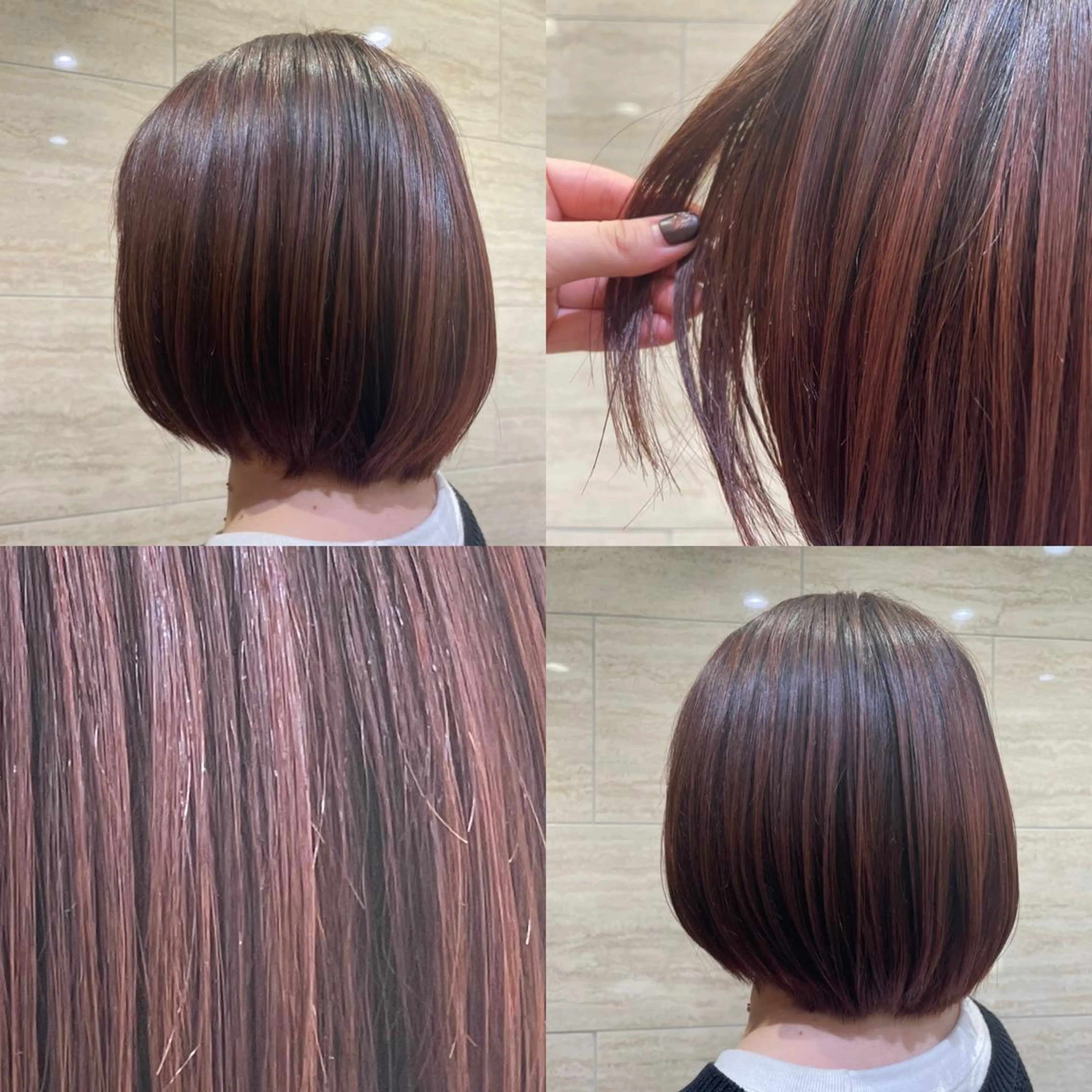 ミディアム カラー ブリーチ ブラウンカラー ブリーチなしカラー ピンクカラー ピンクブラウン コノミ/ アイリスト まつパ/大船 鎌倉のマツエク・マツパデザイン