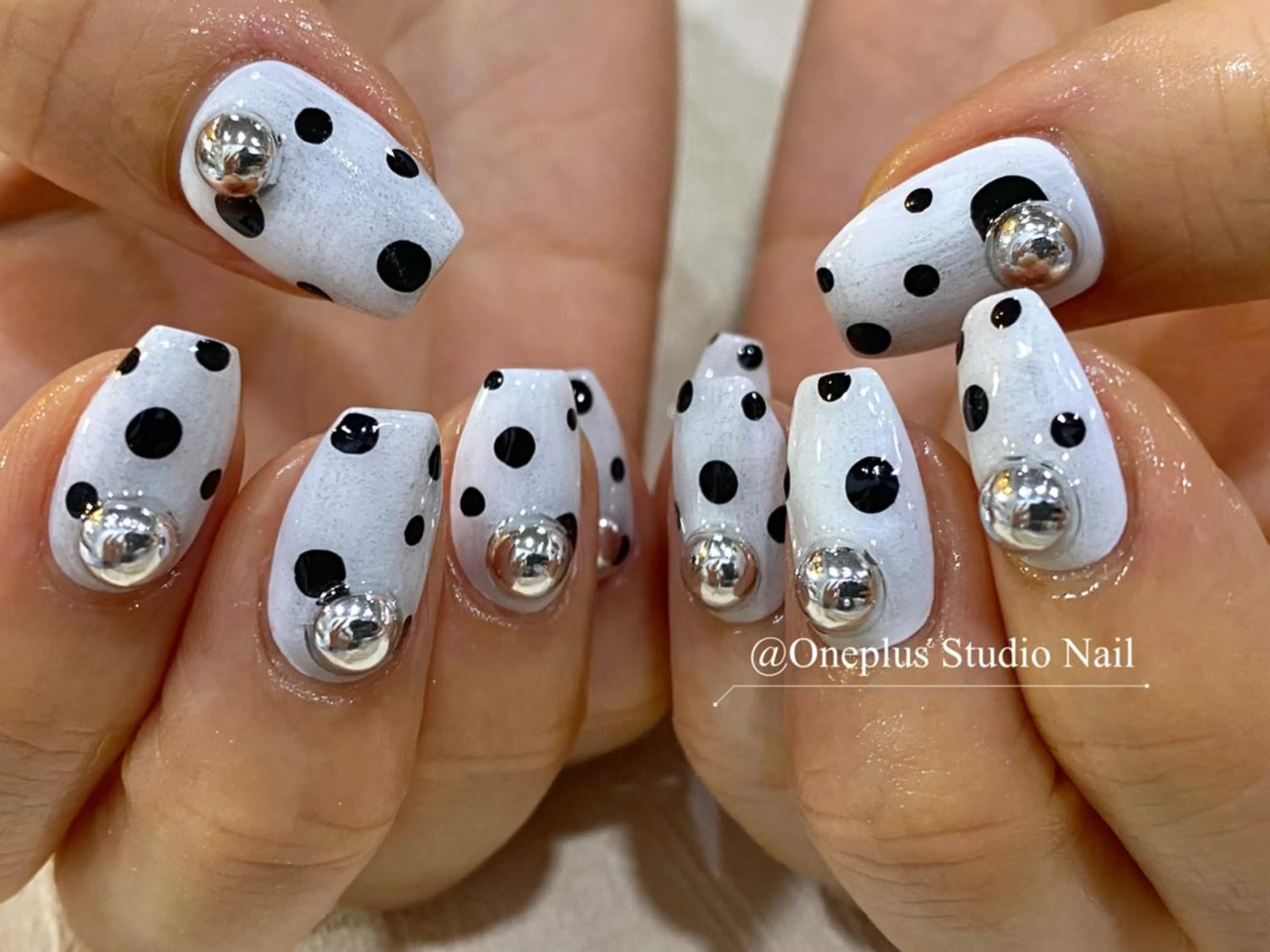 ネイル アニマル柄 ボルドー ブラウン フレンチネイル マグネットネイル One plus StudioNailのネイルデザイン