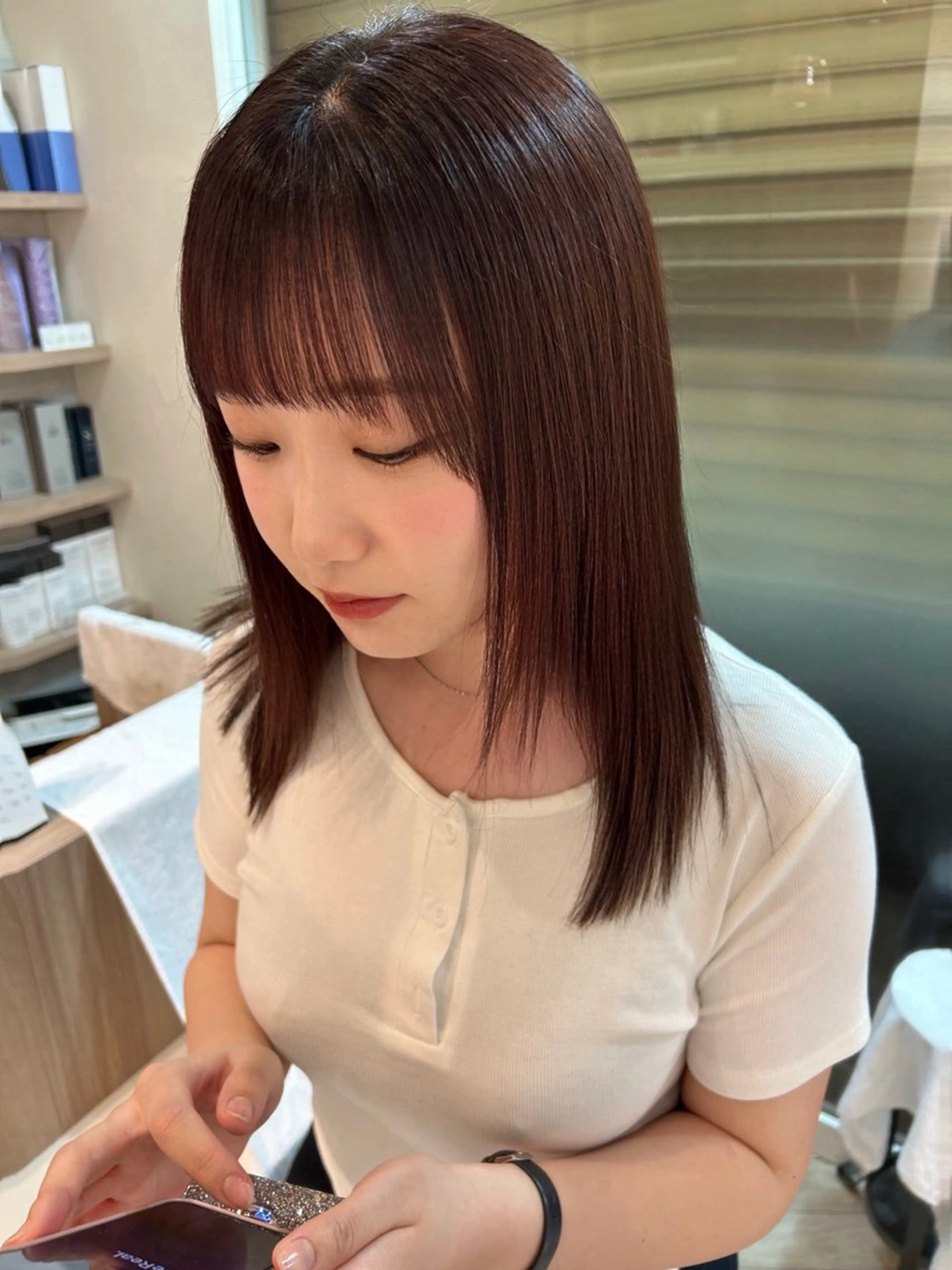 ミディアム ヘアカラー 木村 澪奈のヘアスタイル