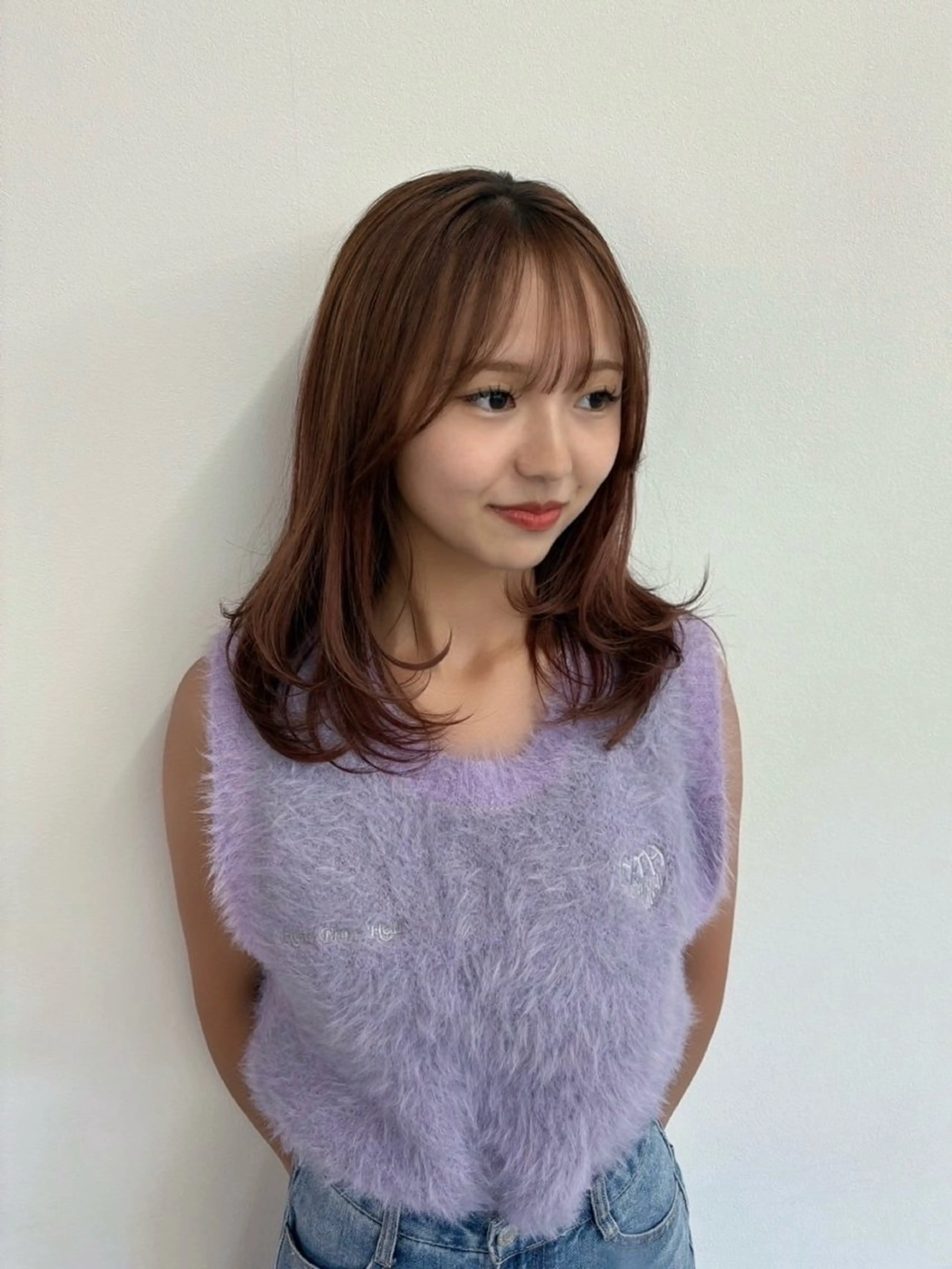 セミロング カラー レイヤーカット カット ヘアカラー トリートメント カノエ香椎店 / ハ瀬川千夏のヘアスタイル