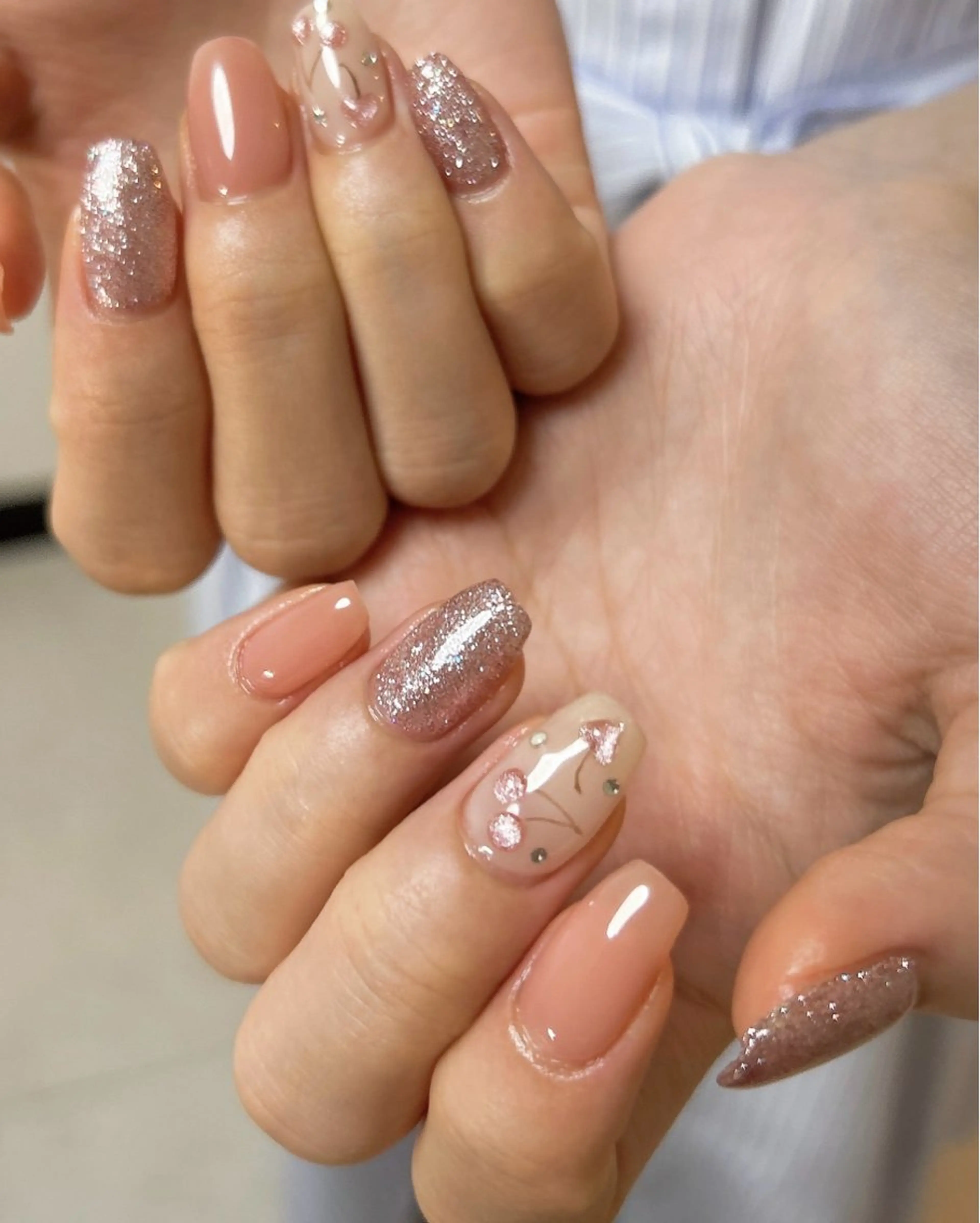 ネイル ハート ハンドネイル ten nail salon　かえでのネイルデザイン