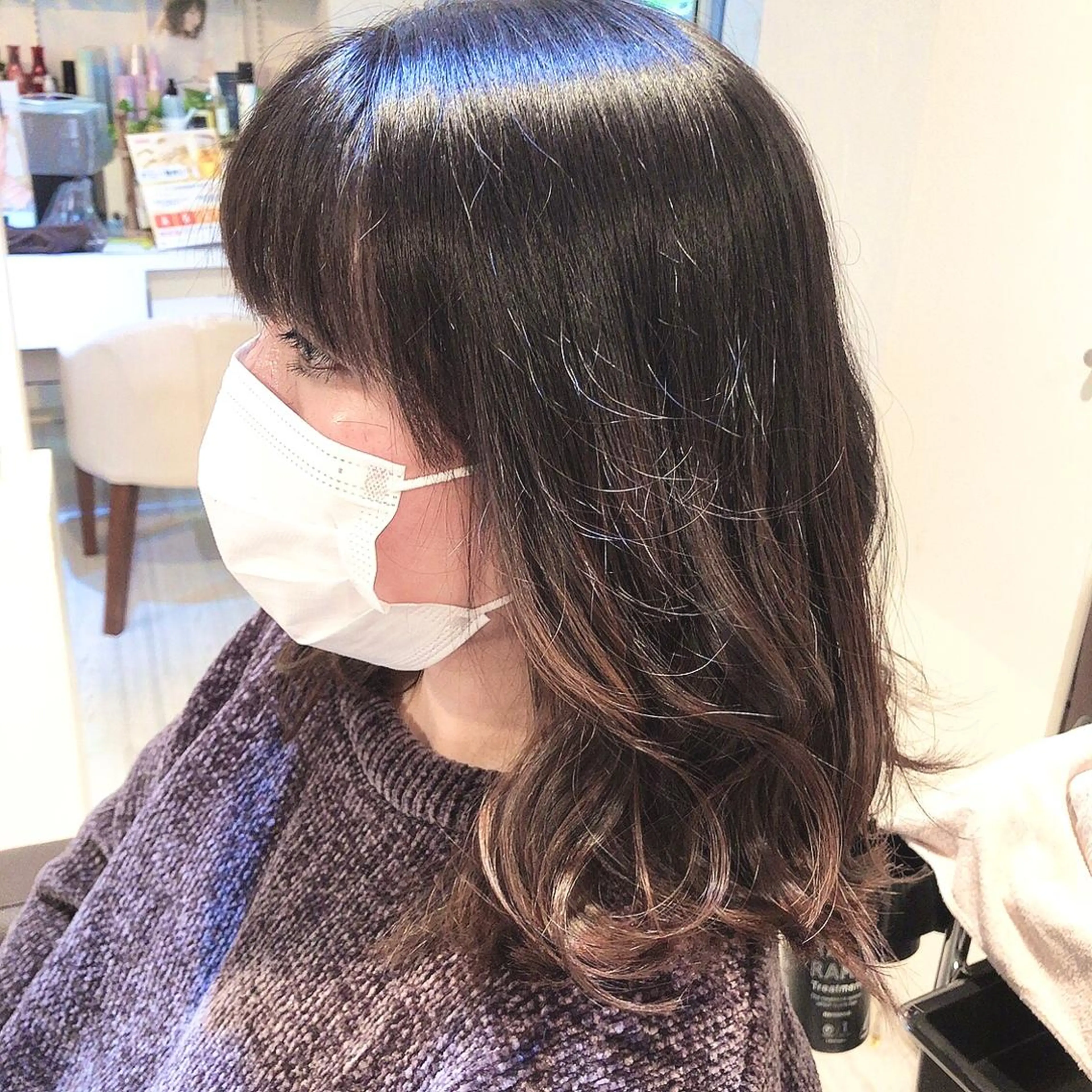 セミロング 髪質改善&ストレート ‪✂︎‬鈴木青樹のヘアスタイル
