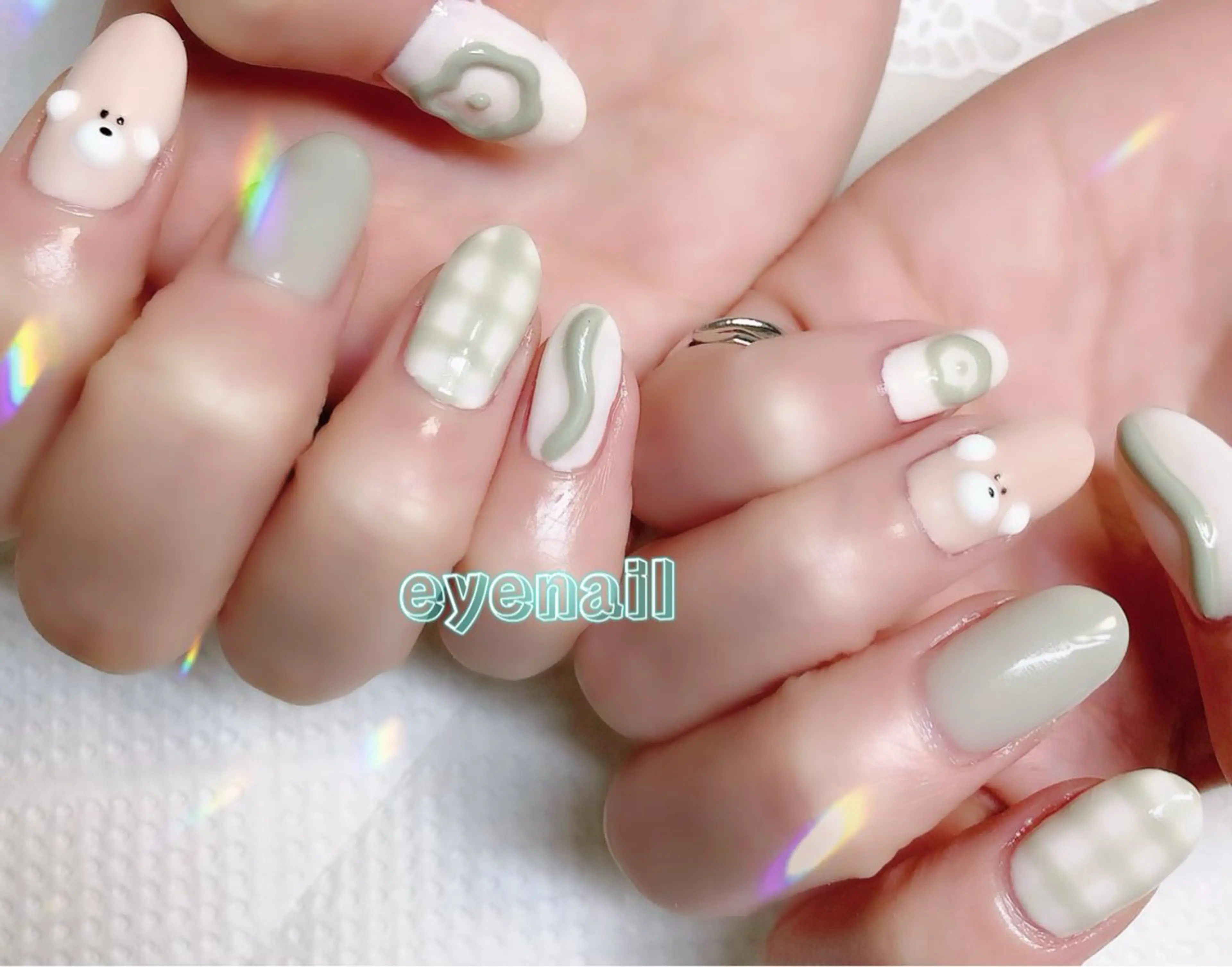 ネイル アートネイル クリアネイル 持ち込み ぷっくりネイル 春ネイル ハンドネイル Eye nailのネイルデザイン