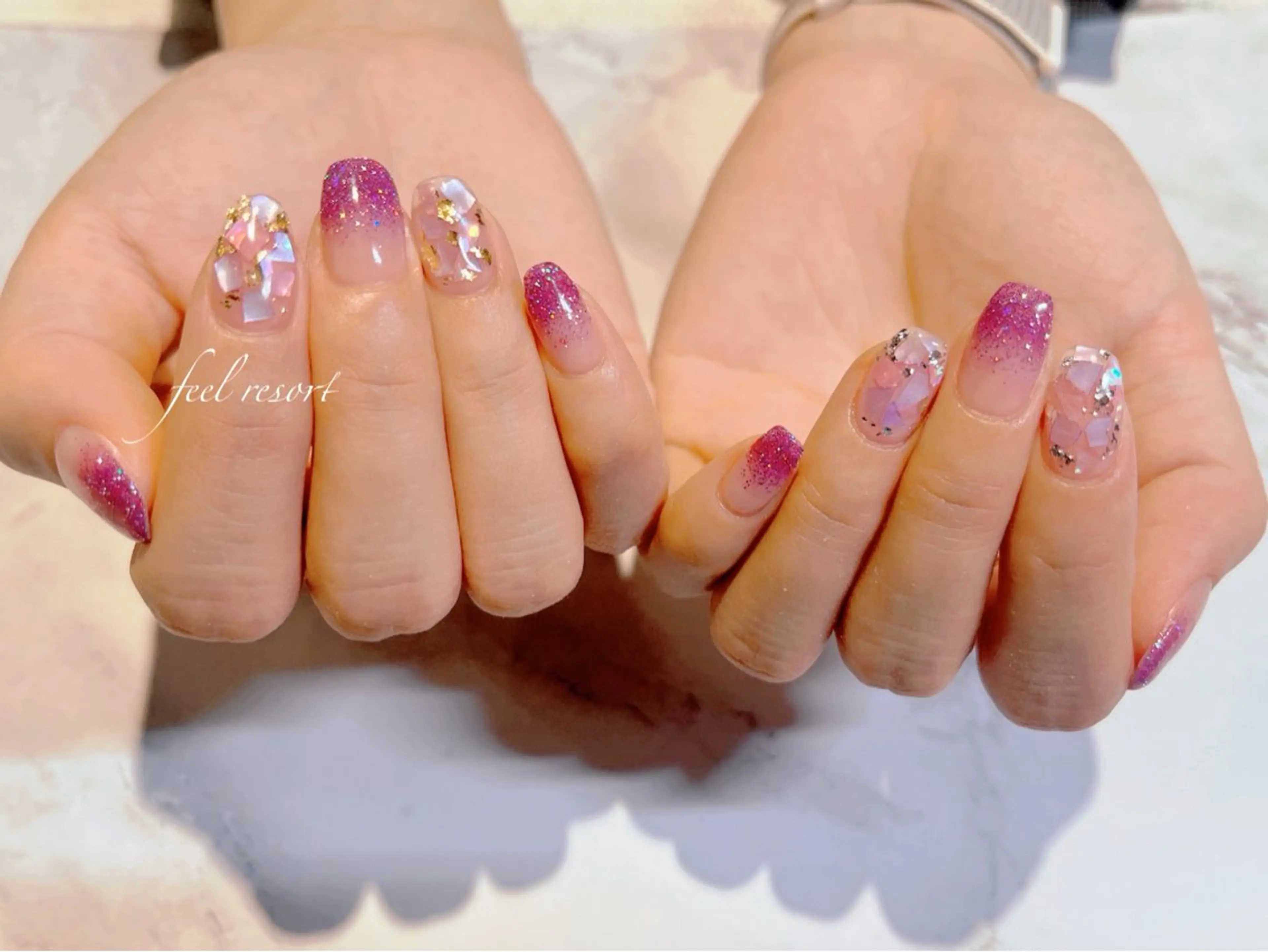 ネイル 長さ出し フットネイル フレンチネイル ジェルネイル ガラスフレンチ ハンドネイル Lien（リアン） 銀座駅6分のネイルデザイン