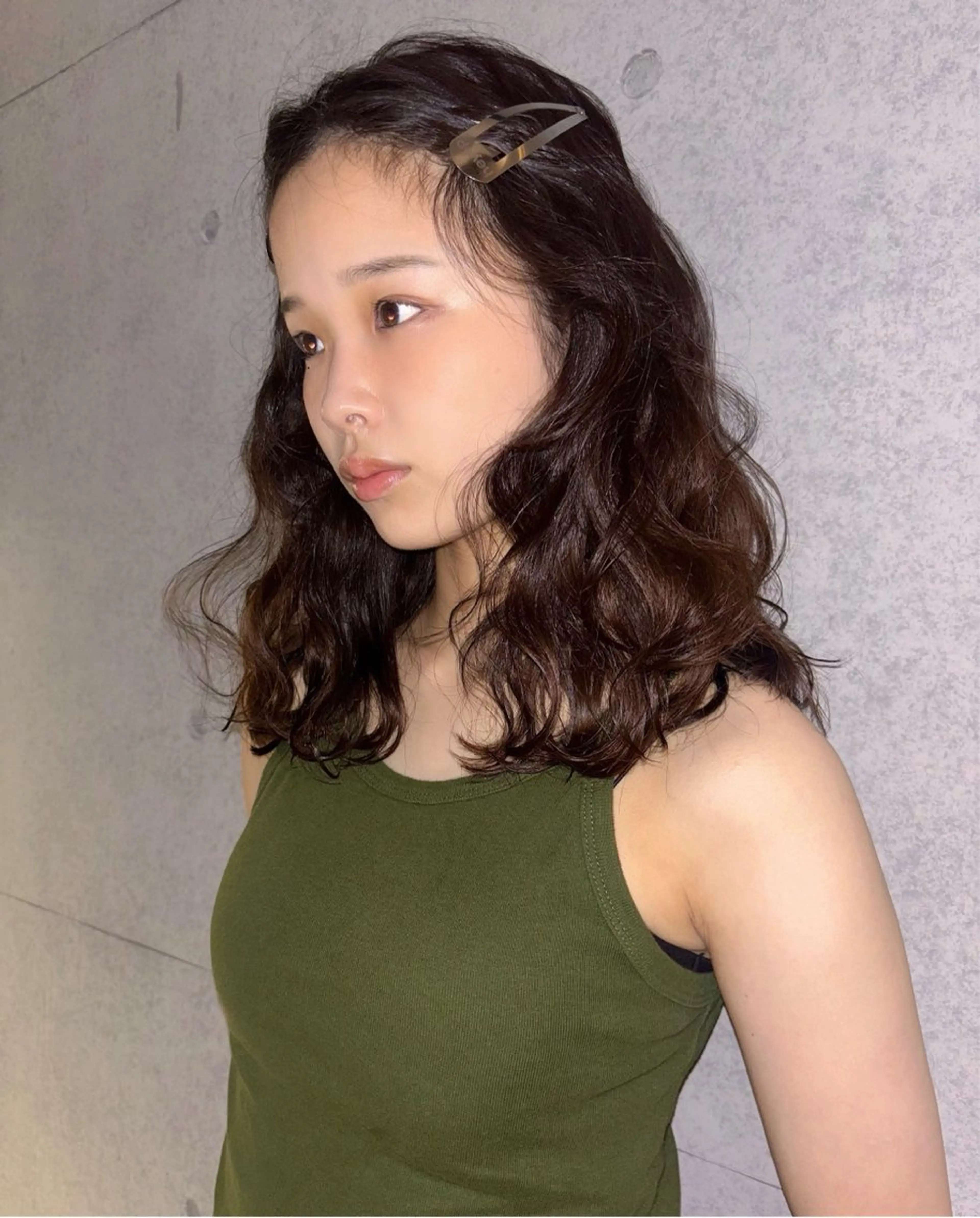 セミロング パーマ セミロングパーマ 学生 透明感カラー/パーマ オレンジmiyo⭐️のヘアスタイル