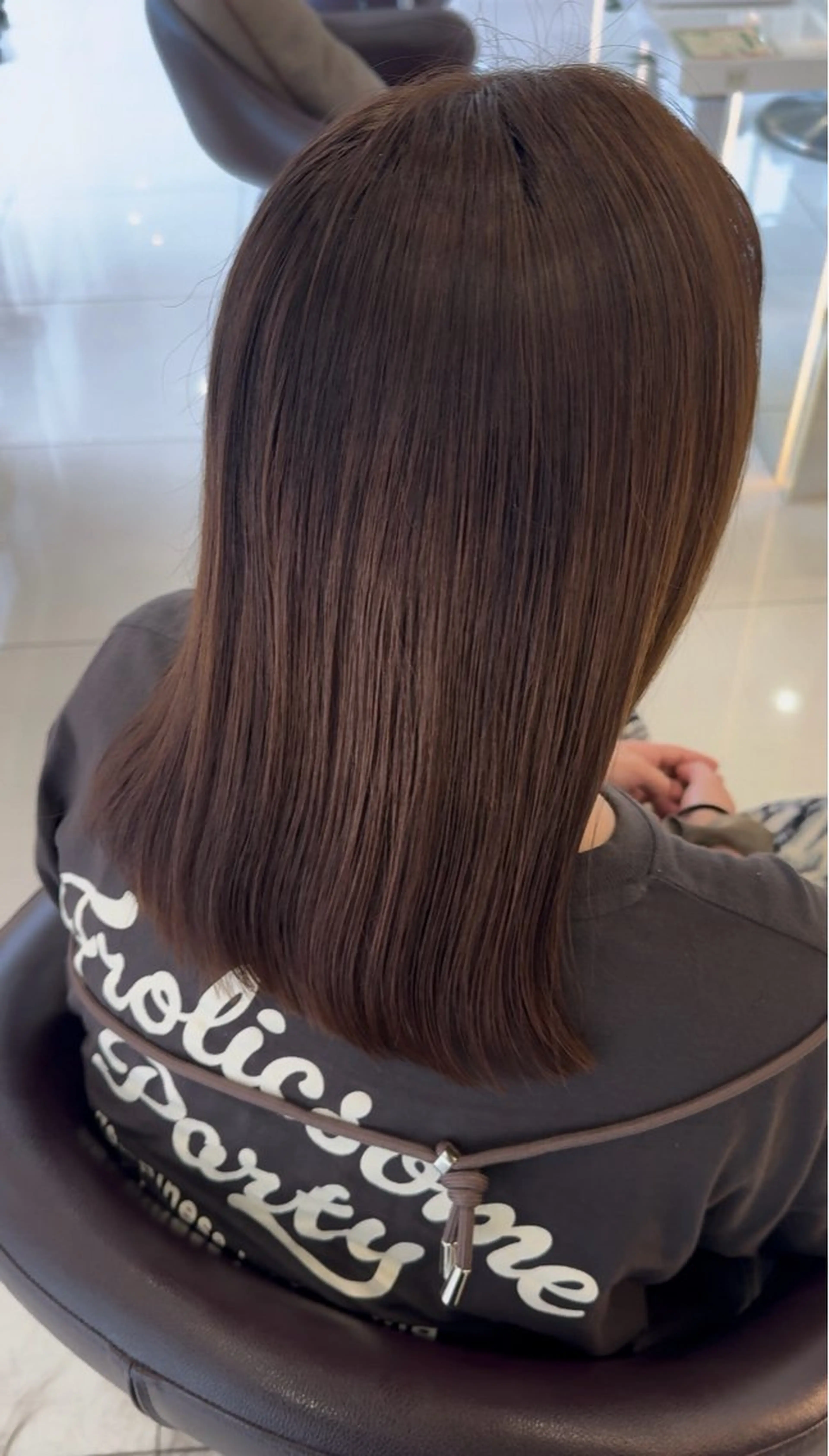 ミディアム カット ヘアカラー 透明感|ストレート| クロスパーマ|はるかのヘアスタイル