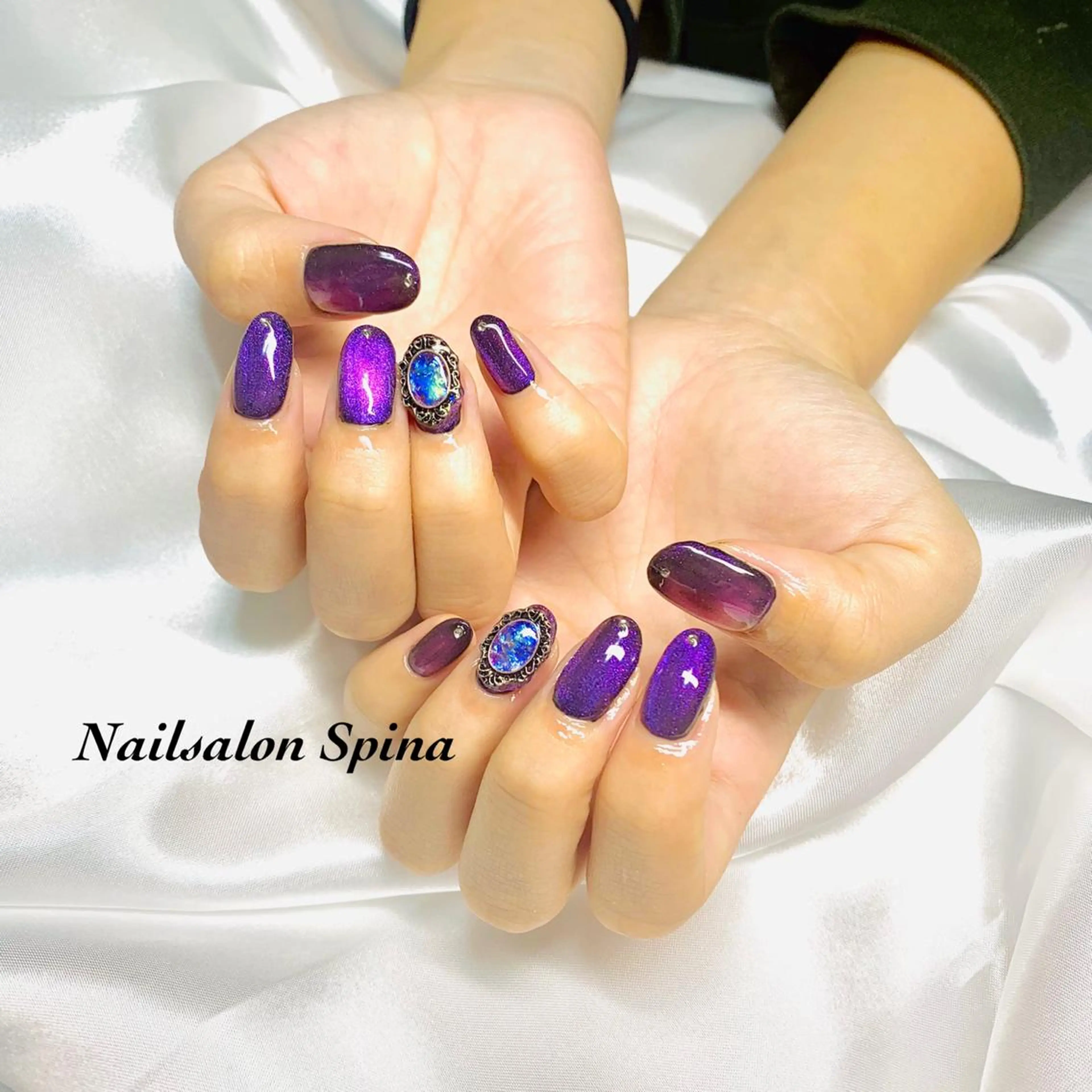 ネイル アートネイル マグネットネイル パープル Nailsalon Spina 琴美のネイルデザイン