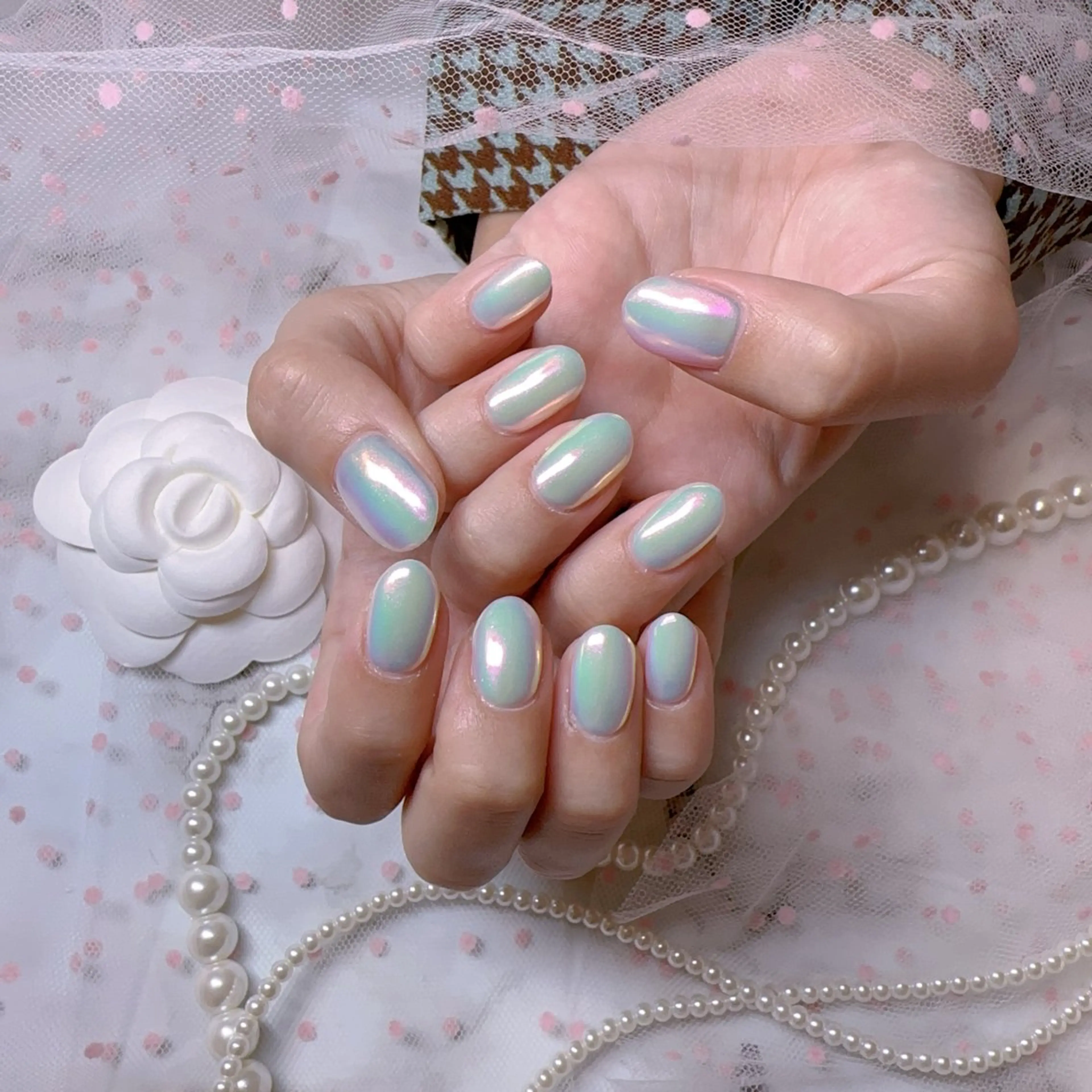 ネイル オーロラネイル フットネイル 韓国ネイル ラメ(グリッター) ラメグラデーション ハンドネイル Belle nail salon 新小岩のネイルデザイン