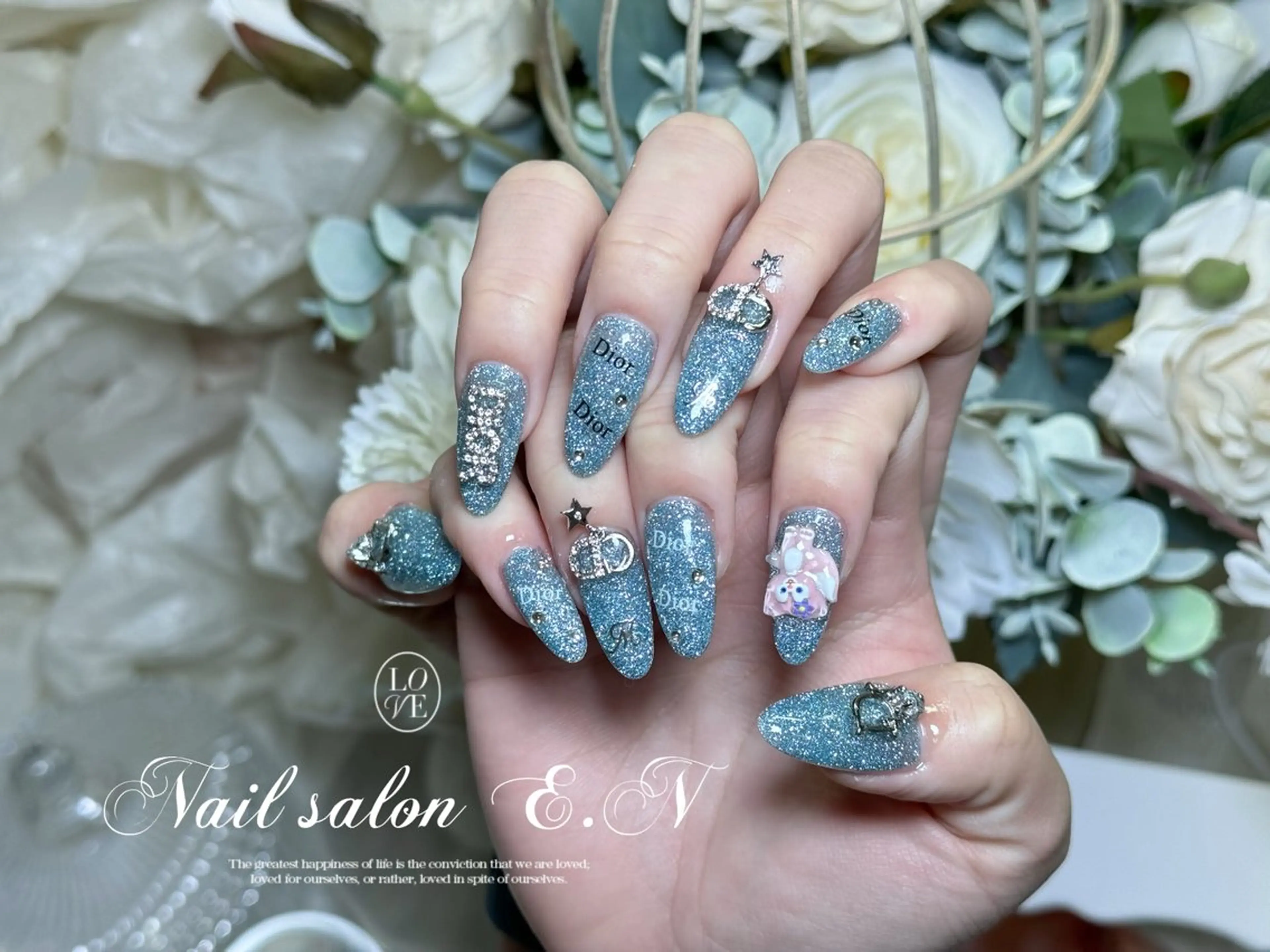 ネイル アートネイル オーロラネイル ガーリー キラキラネイル 韓国ネイル ハンドネイル E.N🦋 長さ出し/持ち込みのネイルデザイン