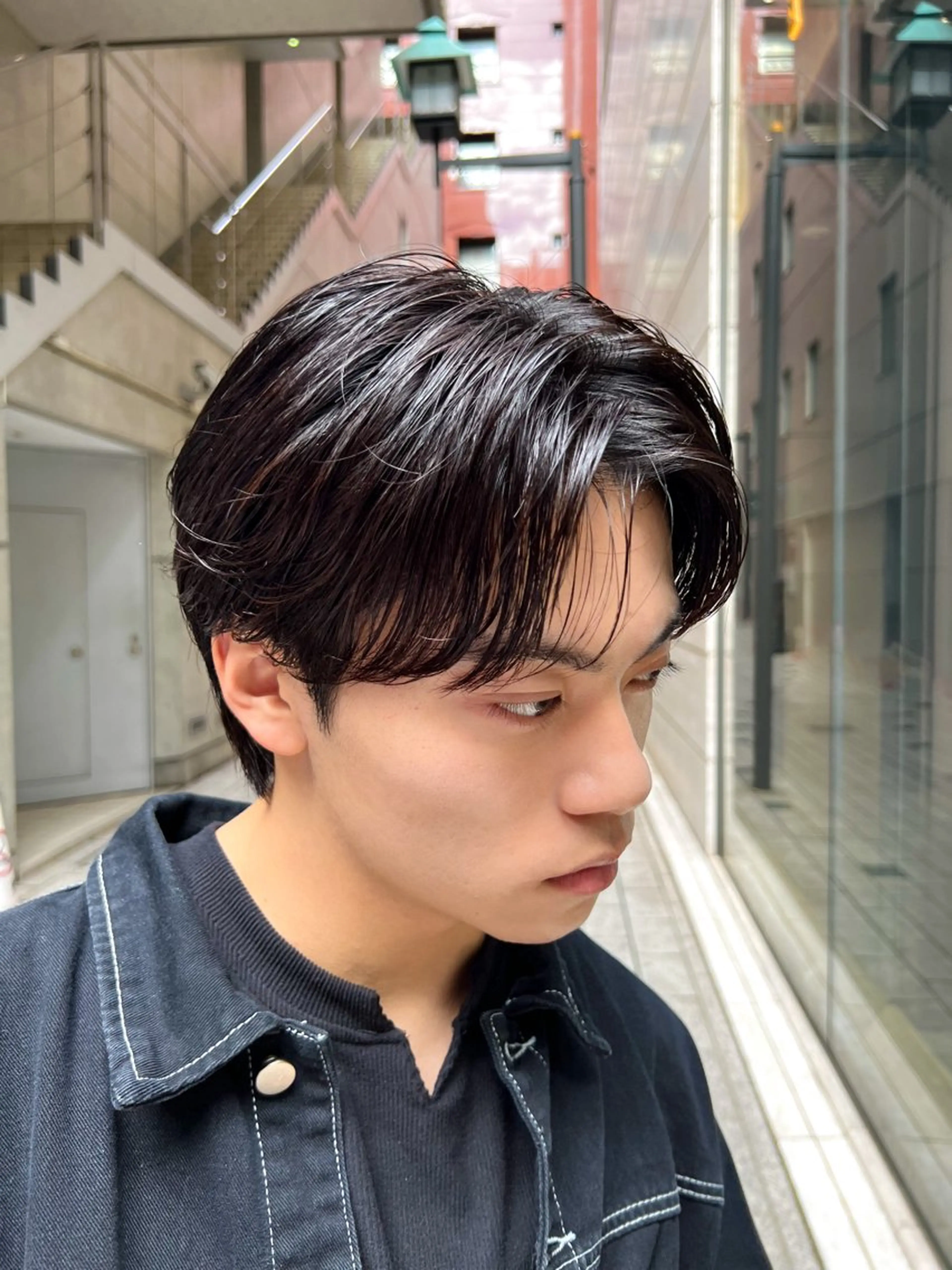 メンズ センターパート カット メンズカット曲がる 縮毛矯正佐々木タクマのヘアスタイル