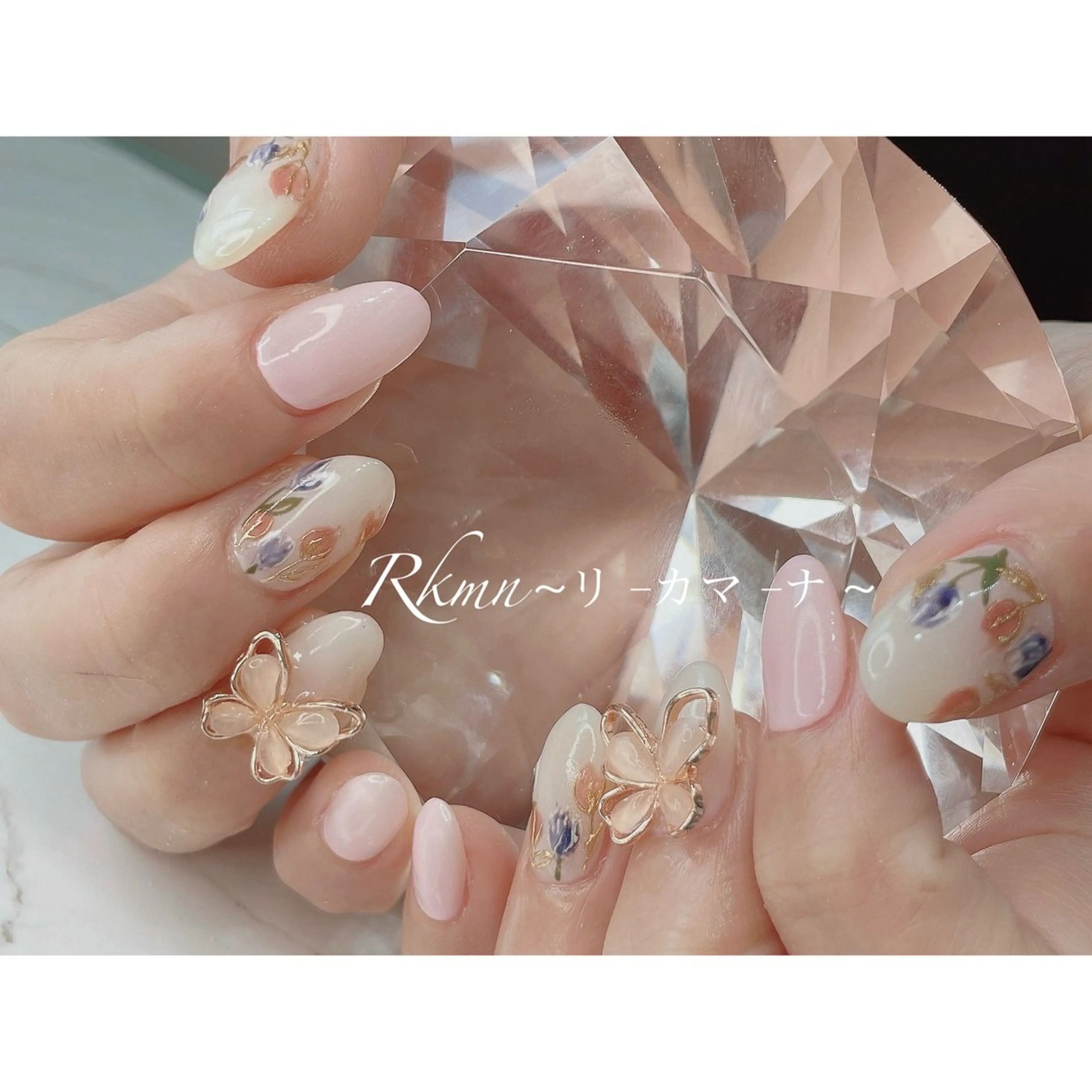 ネイル アートネイル ピンク 春ネイル ハンドネイル フットネイル ハンドケア Rkmn ~リ-カマ-ナ~のネイルデザイン