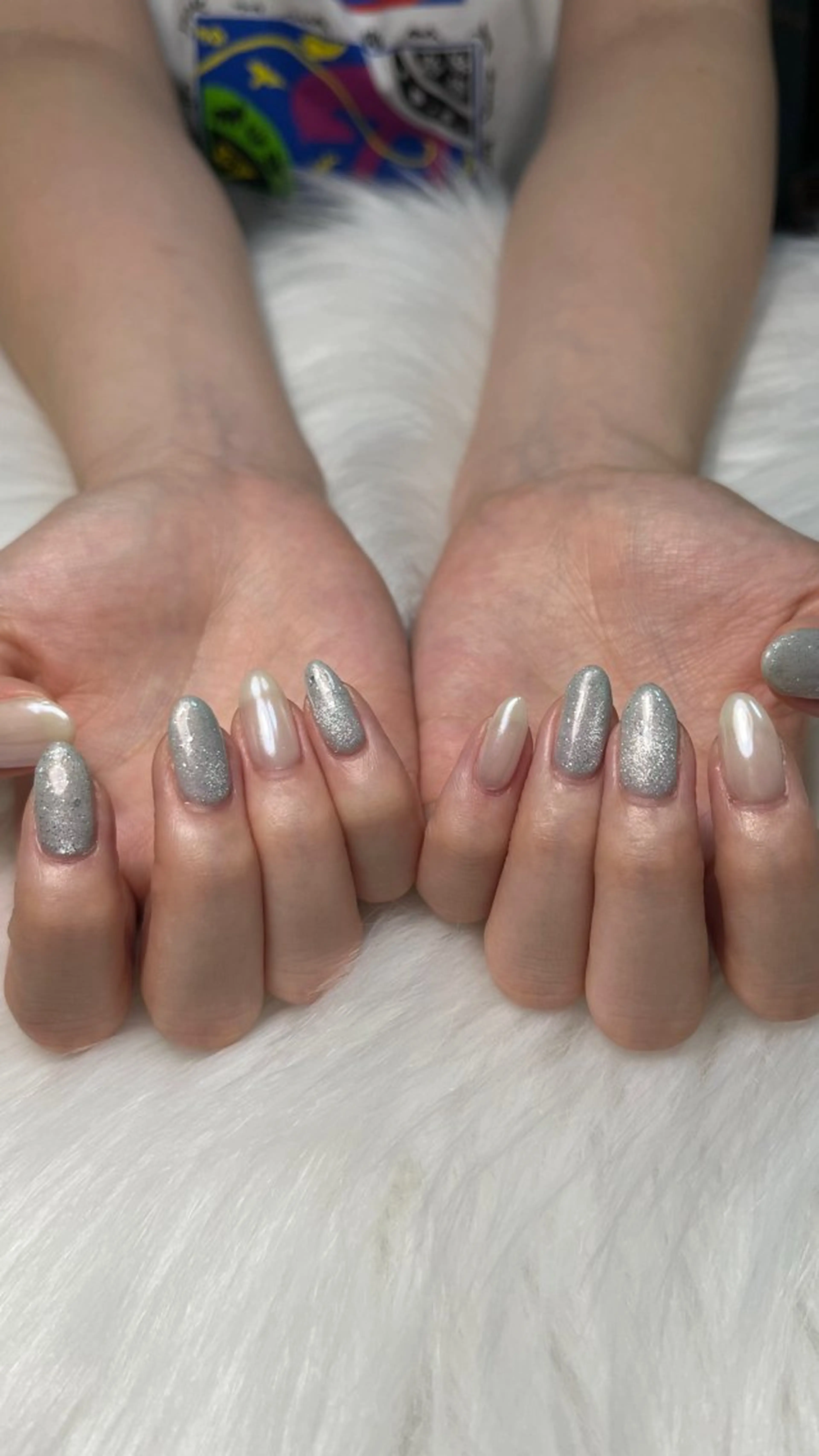 ネイル ブルー マグネットネイル シンプルネイル ハンドネイル Nail salon Hanakoのネイルデザイン