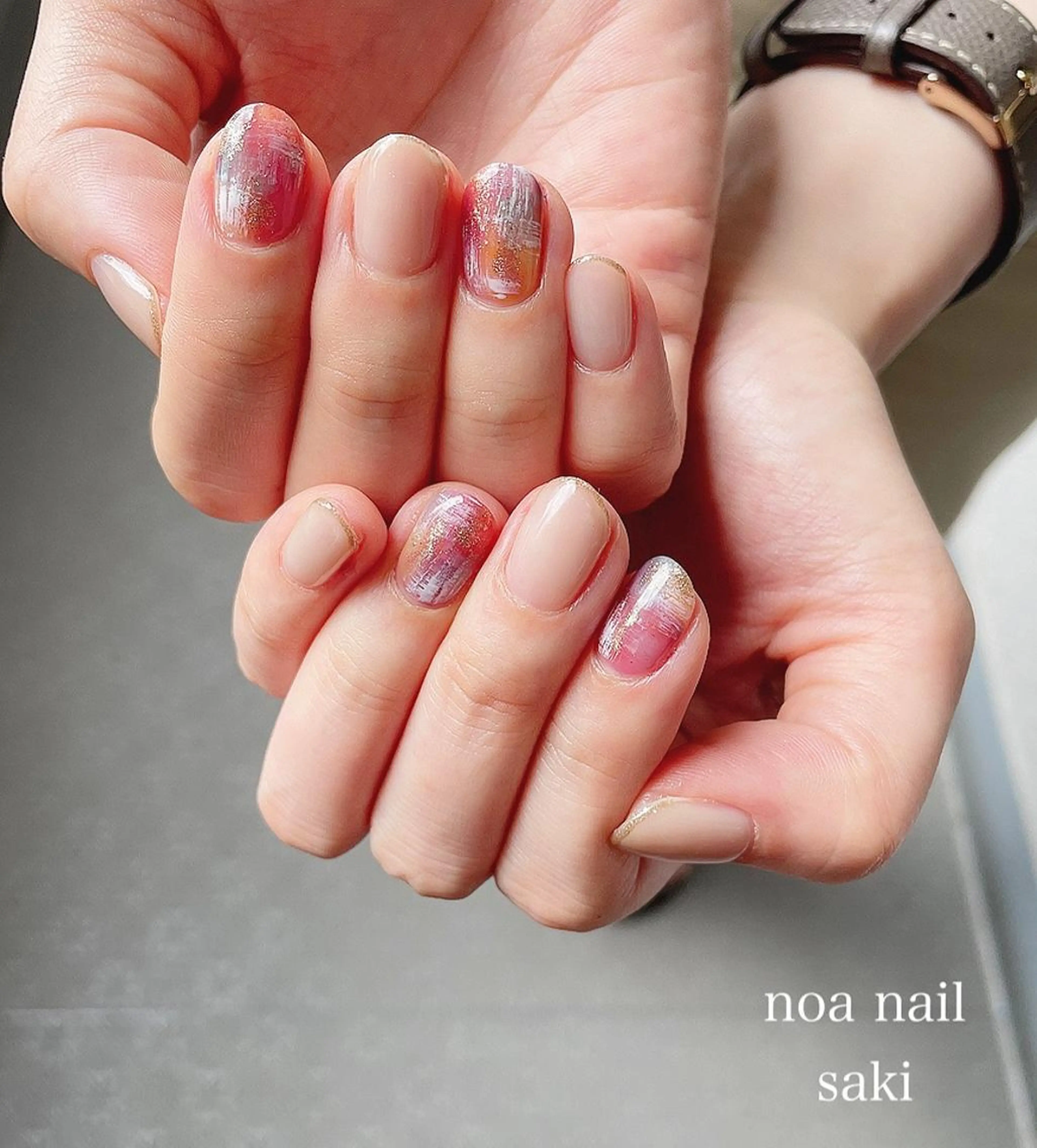 ネイル アートネイル オーロラネイル ジェルネイル 氷ネイル・うるうるネイル ミラーネイル nailsalon noa所属・nailist sakiのネイルデザイン