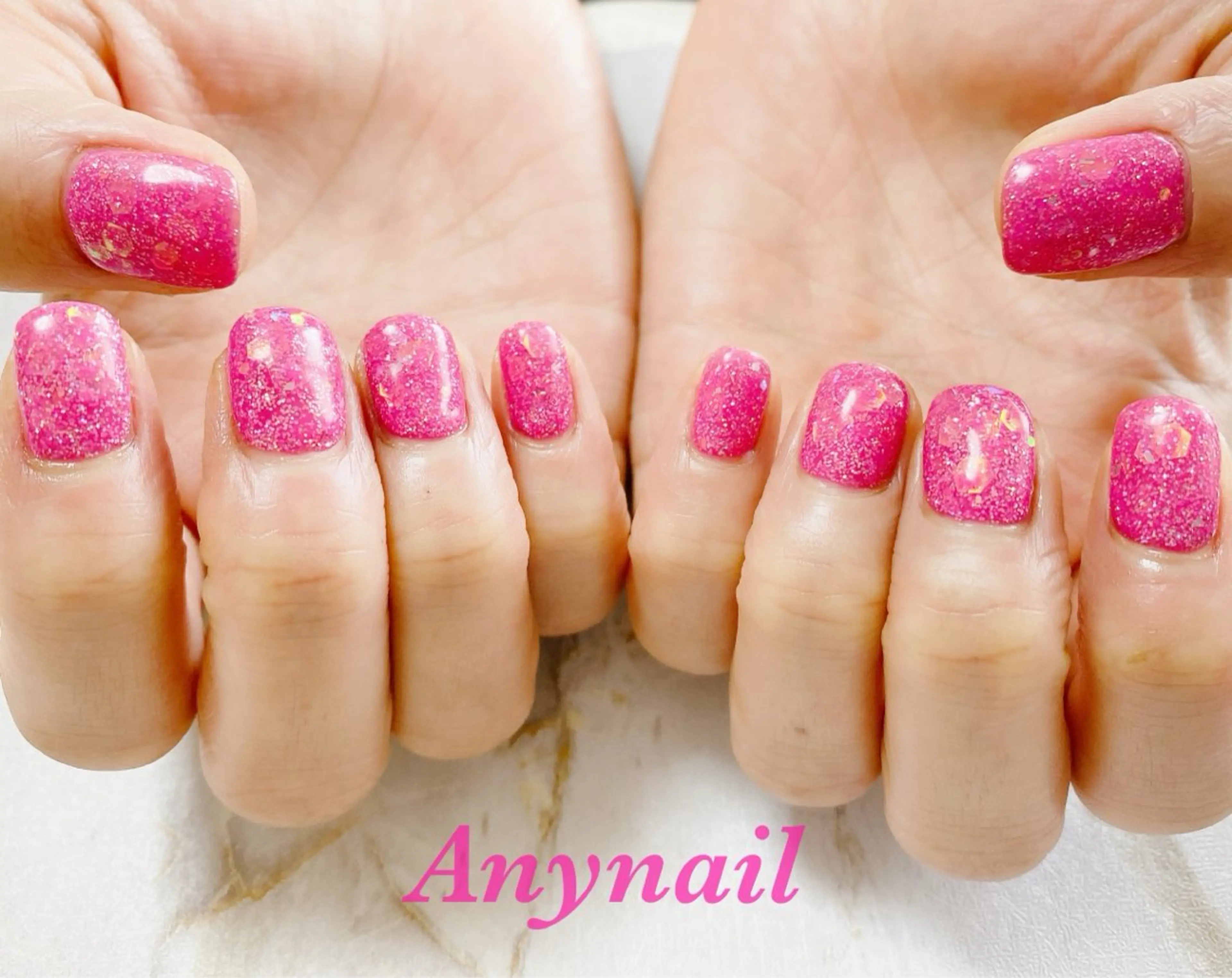 ネイル ブルー フットネイル キラキラネイル ワンカラーネイル ピンク ハンドネイル 岩澤 恵子のネイルデザイン