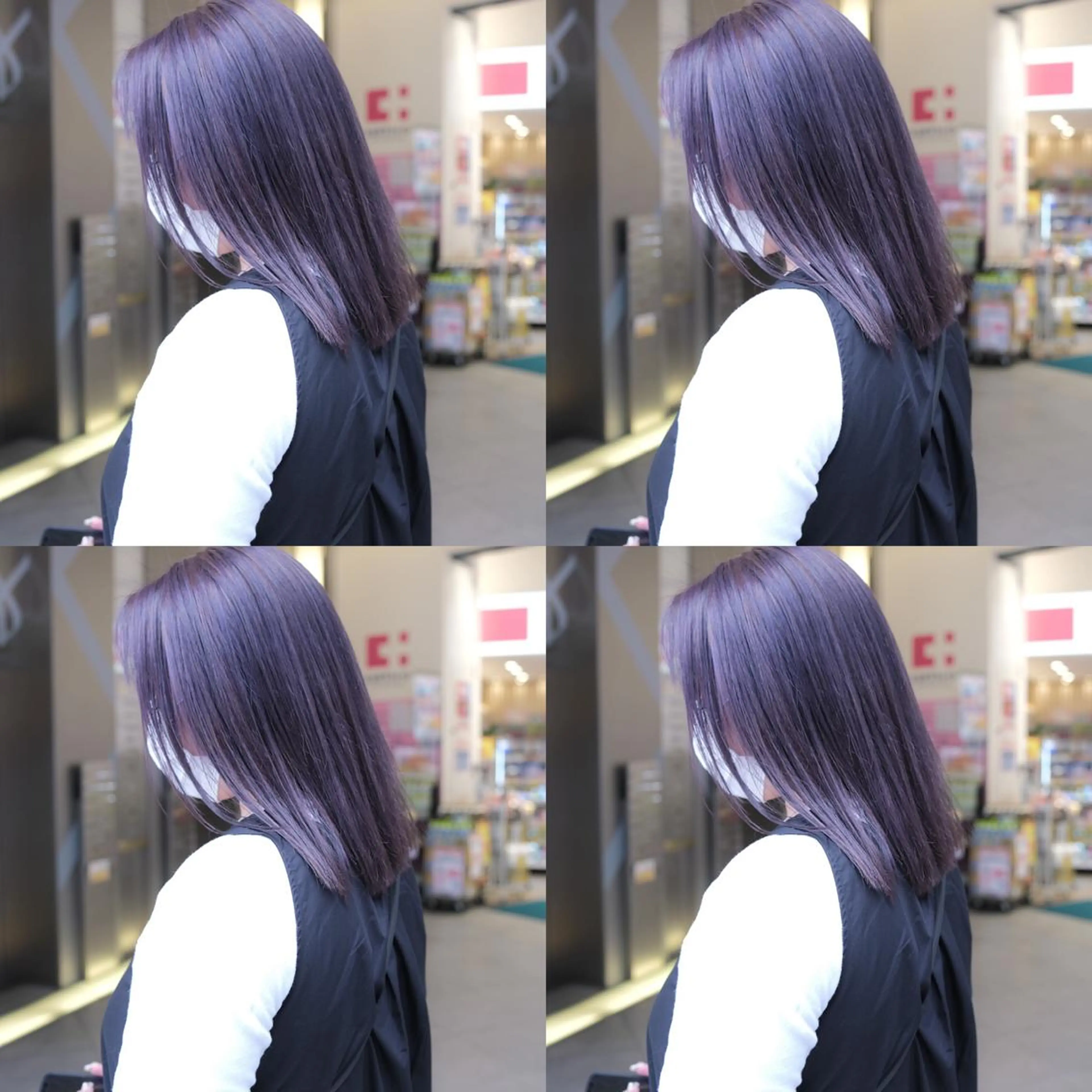 ミディアム カラー ヘアアレンジ ラベンダーカラー カット ヘアカラー トリートメント 竹内啓太 ボブのヘアスタイル