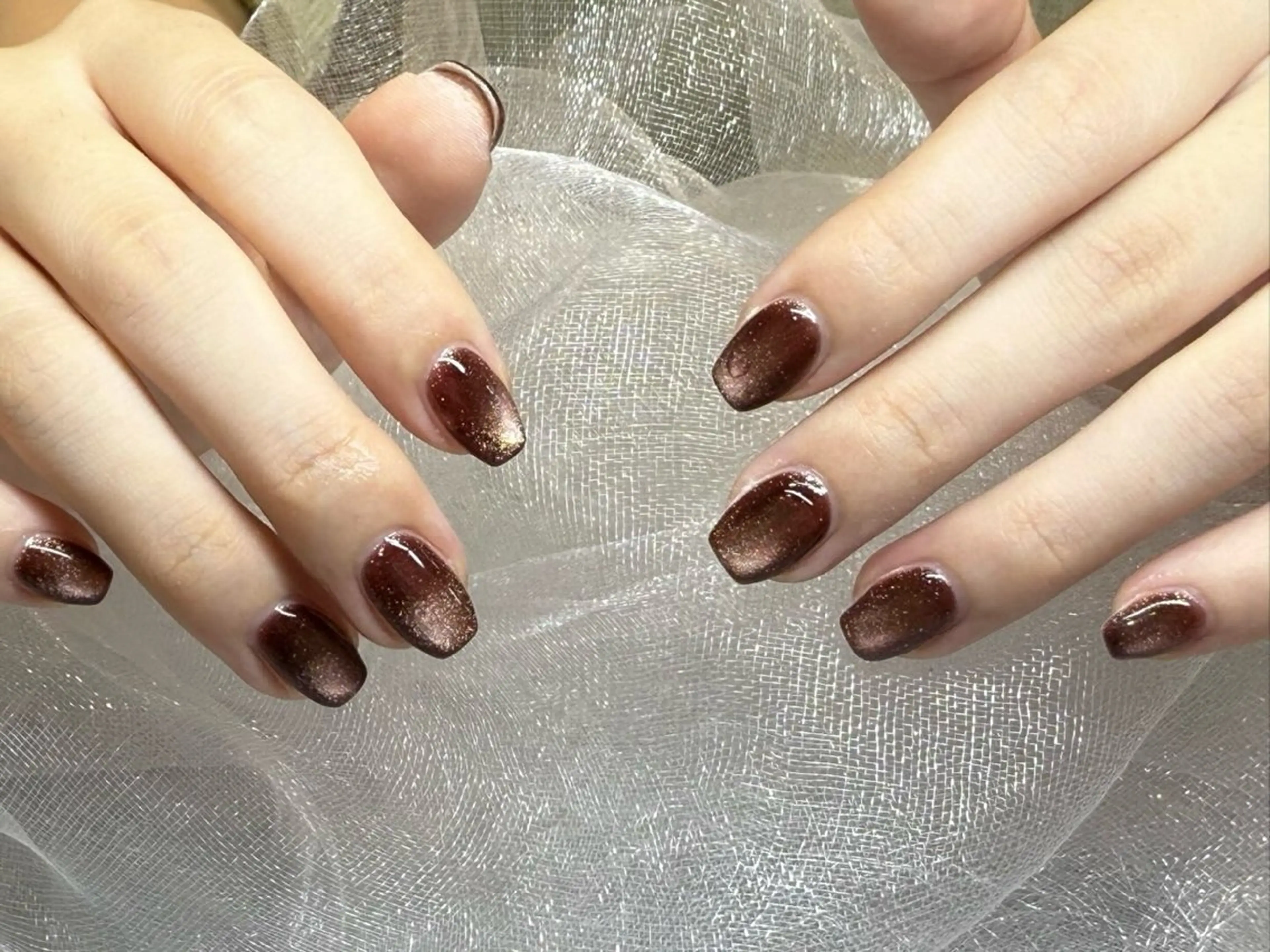 ネイル アートネイル オーロラネイル クリアネイル 長さ出し フレンチネイル ハンドネイル ロ テイネイのネイルデザイン