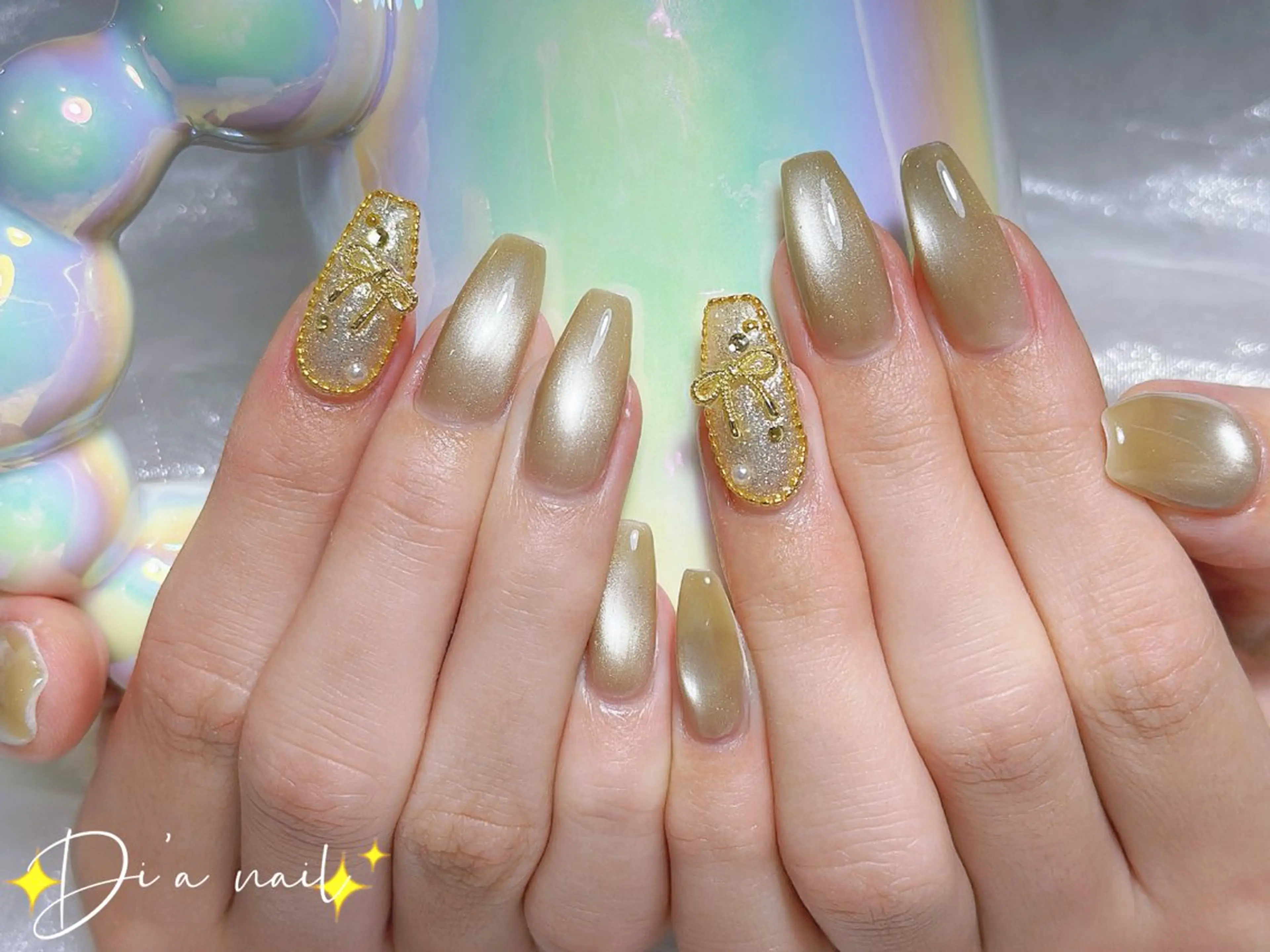 ネイル チークネイル ジェルネイル グラデーション マグネットネイル ニュアンスネイル Di'a nail ネイルサロンのネイルデザイン