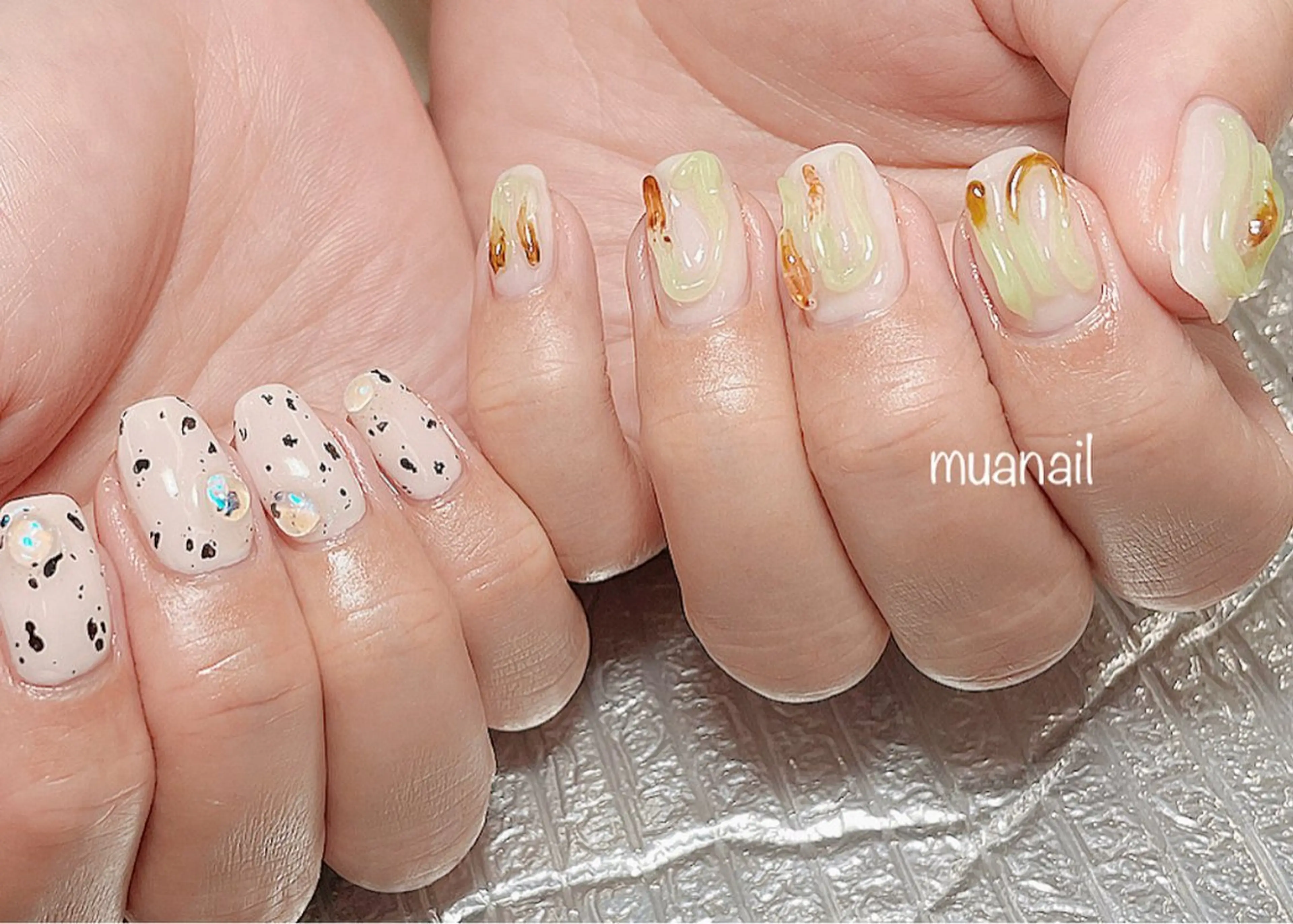 ネイル ブルー ぷっくりネイル 夏ネイル ハンドネイル mua nail mikiのネイルデザイン
