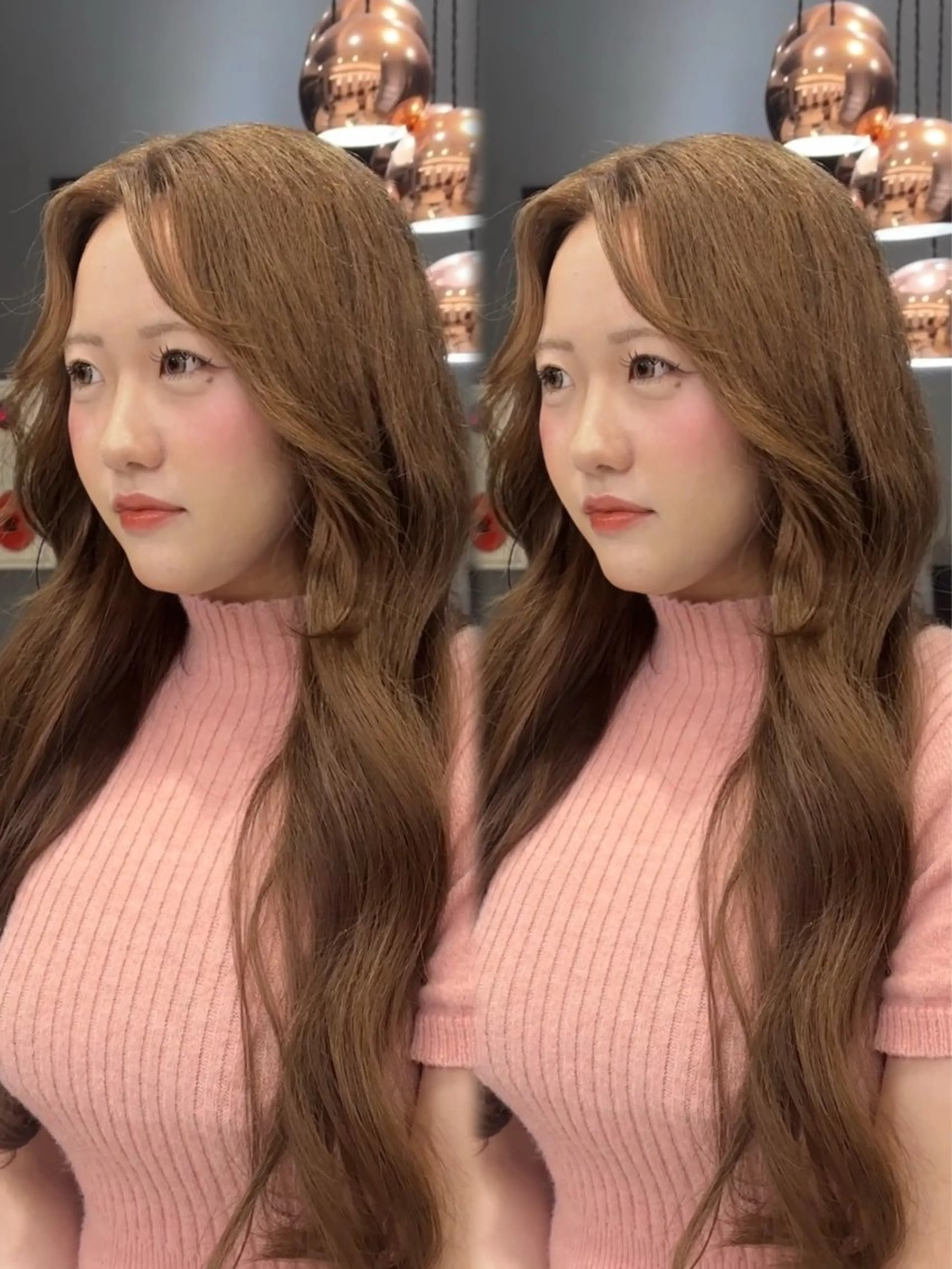 ロング 韓国ヘア/ブリーチ無 しWカラー/オリーブのヘアスタイル