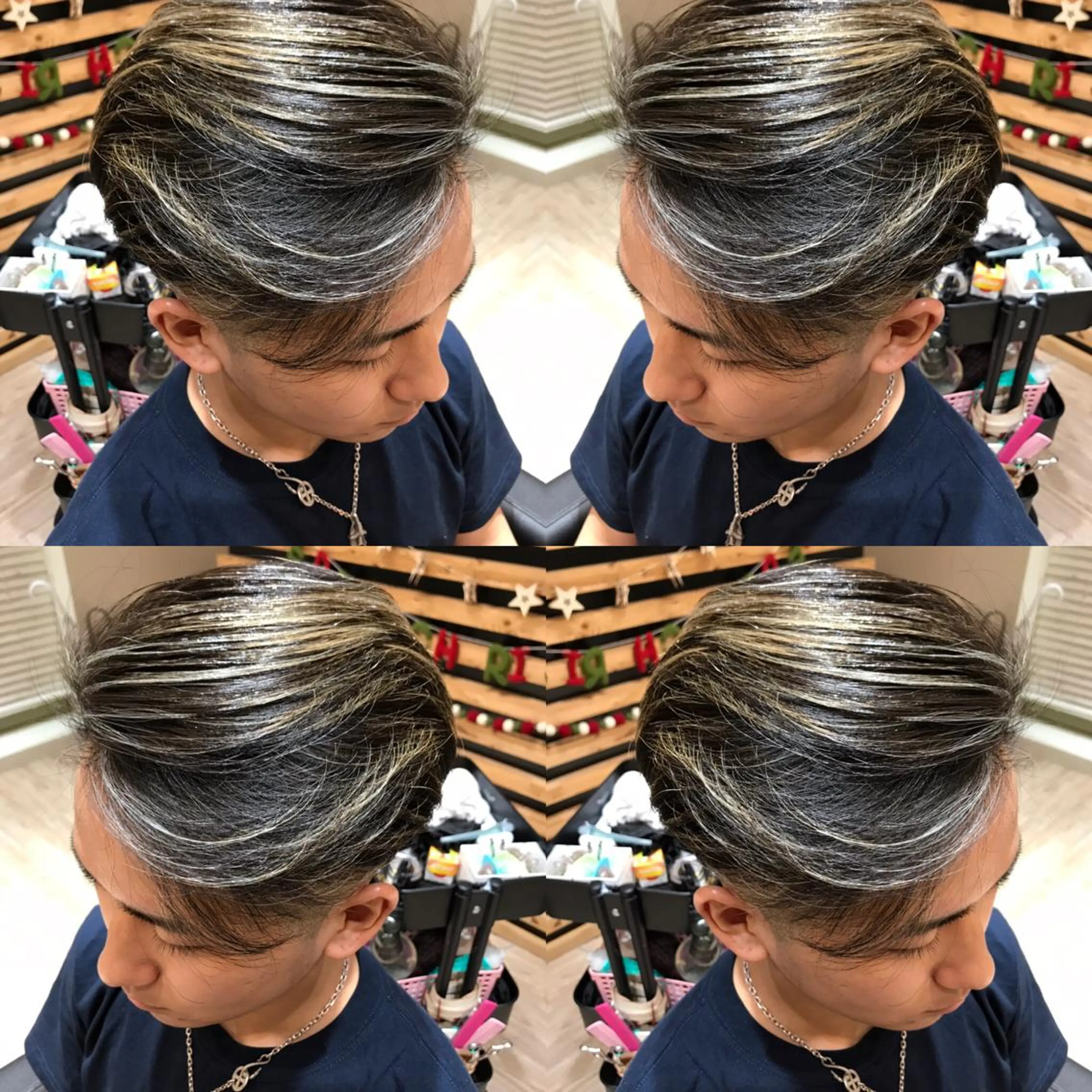 ショート カラー メンズ メンズハイライト ハイライトカラー 顔周りカット ハイライト ヘアカラー 大久保 隆蔵のヘアスタイル