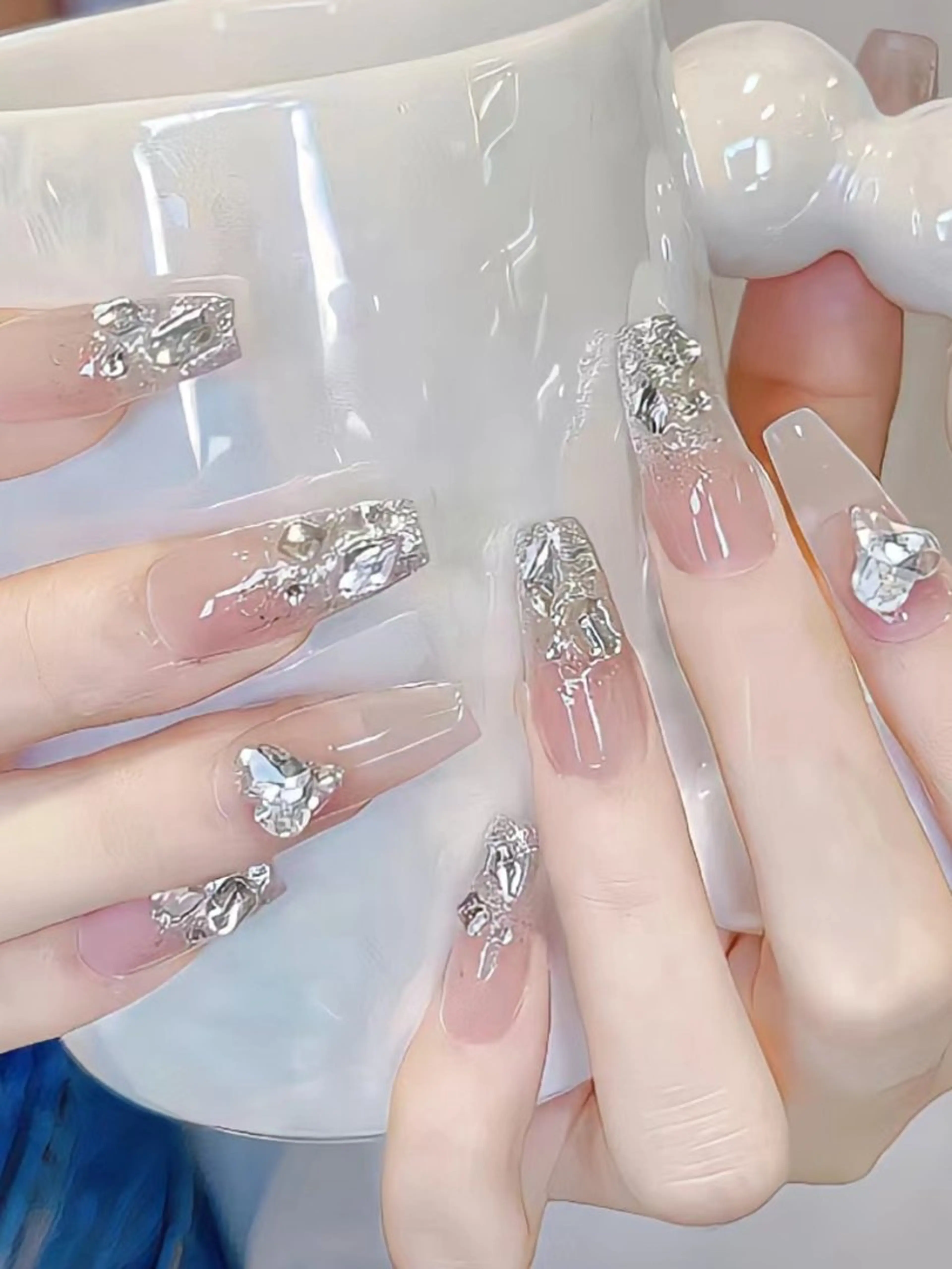 ネイル ハンドネイル ネイリストゆか💅 長さだし、深爪矯正のネイルデザイン