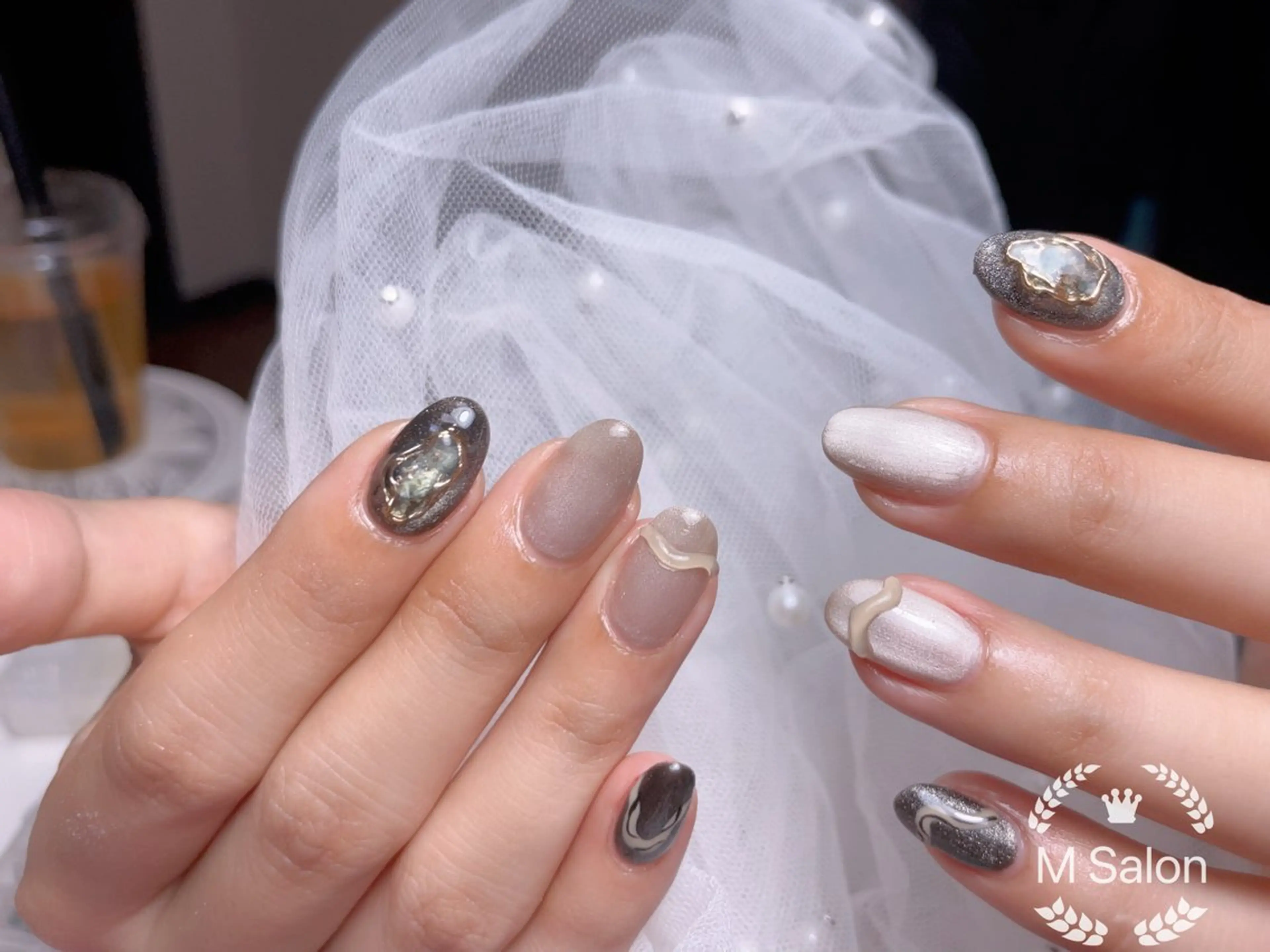 ネイル マグネットネイル ニュアンスネイル オフィスネイル ワンカラーネイル ピンク ハンドネイル Mnail _KKのネイルデザイン