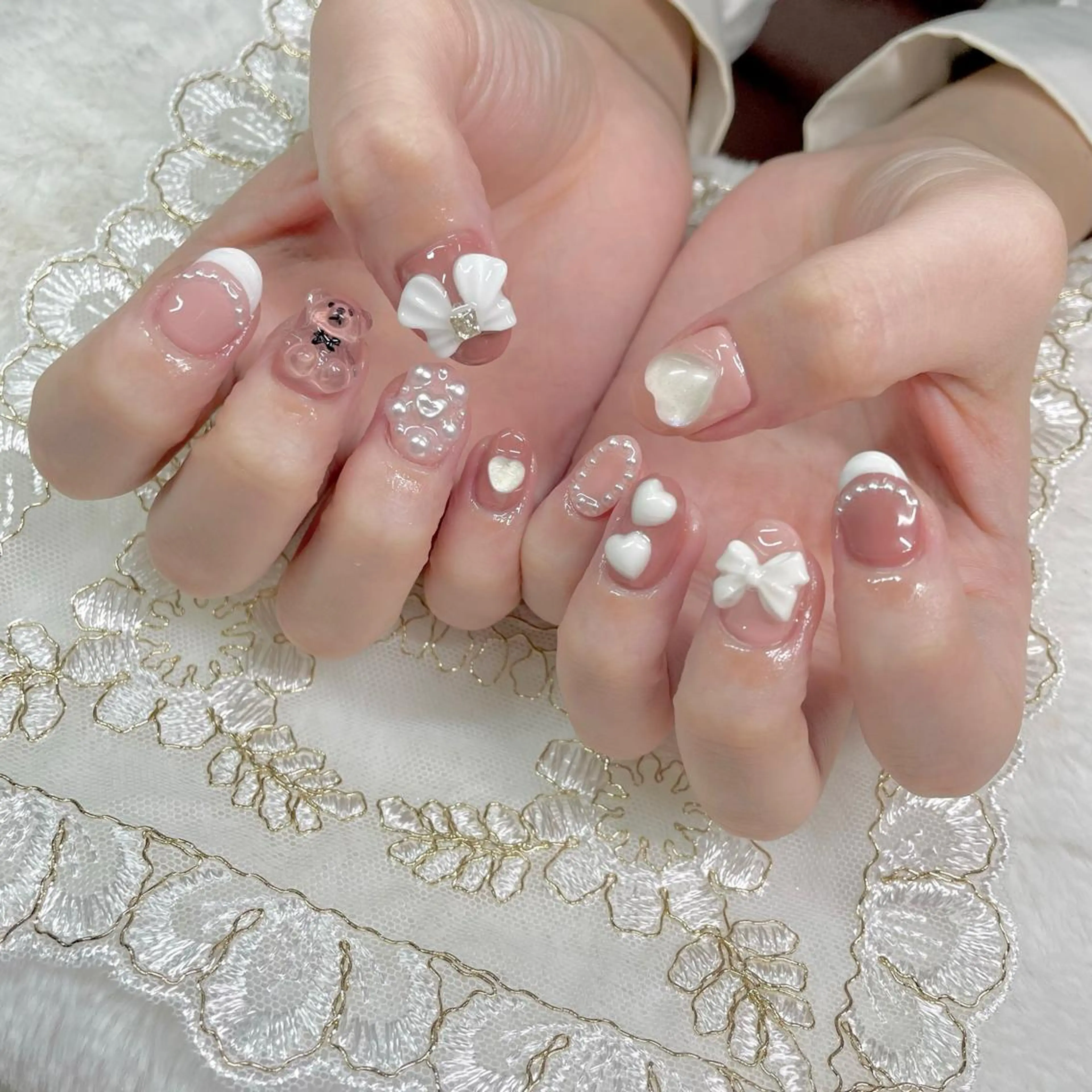 ネイル ジェルネイル ハート リボン J terrace Nailのネイルデザイン