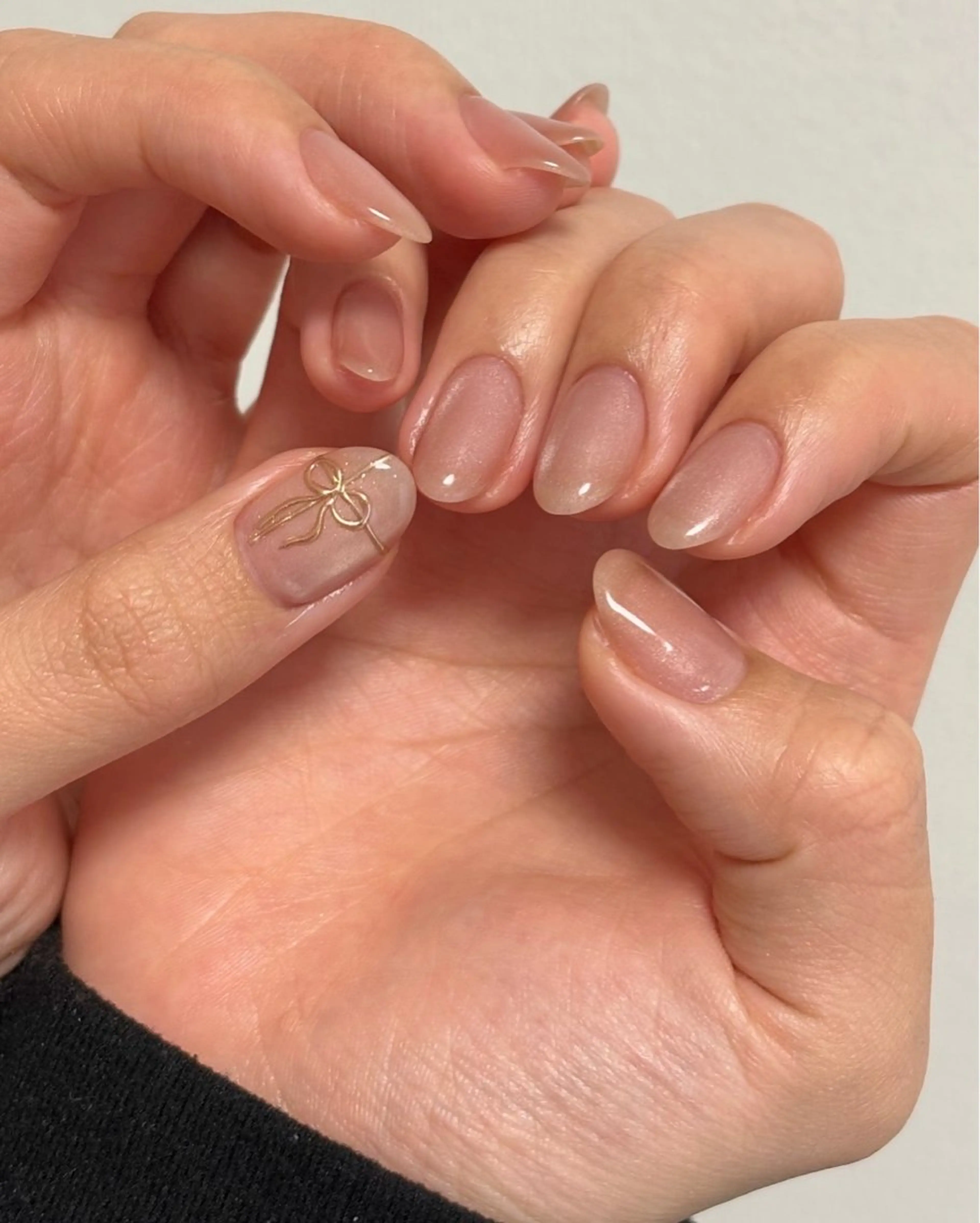 ネイル ハート ラメ(グリッター) マグネットネイル ワンカラーネイル リボン ハンドネイル Lull ネイル/ HBL/ハンドケアのネイルデザイン