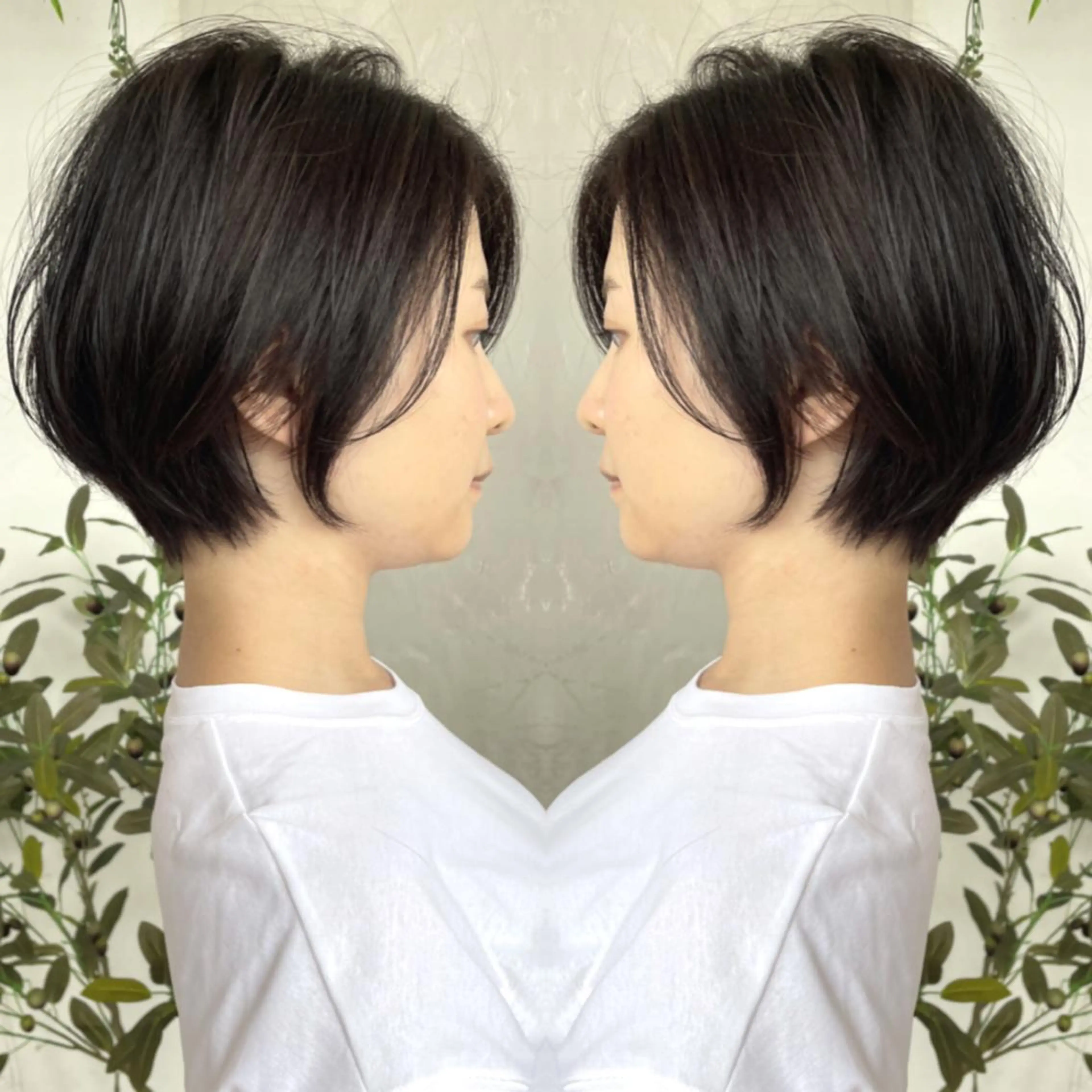 ショート ショートボブ ハンサムショート 丸みショート ボブ くびれヘア カット 縮毛矯正 京都大人女性ショート 徒歩1分/秋山のヘアスタイル