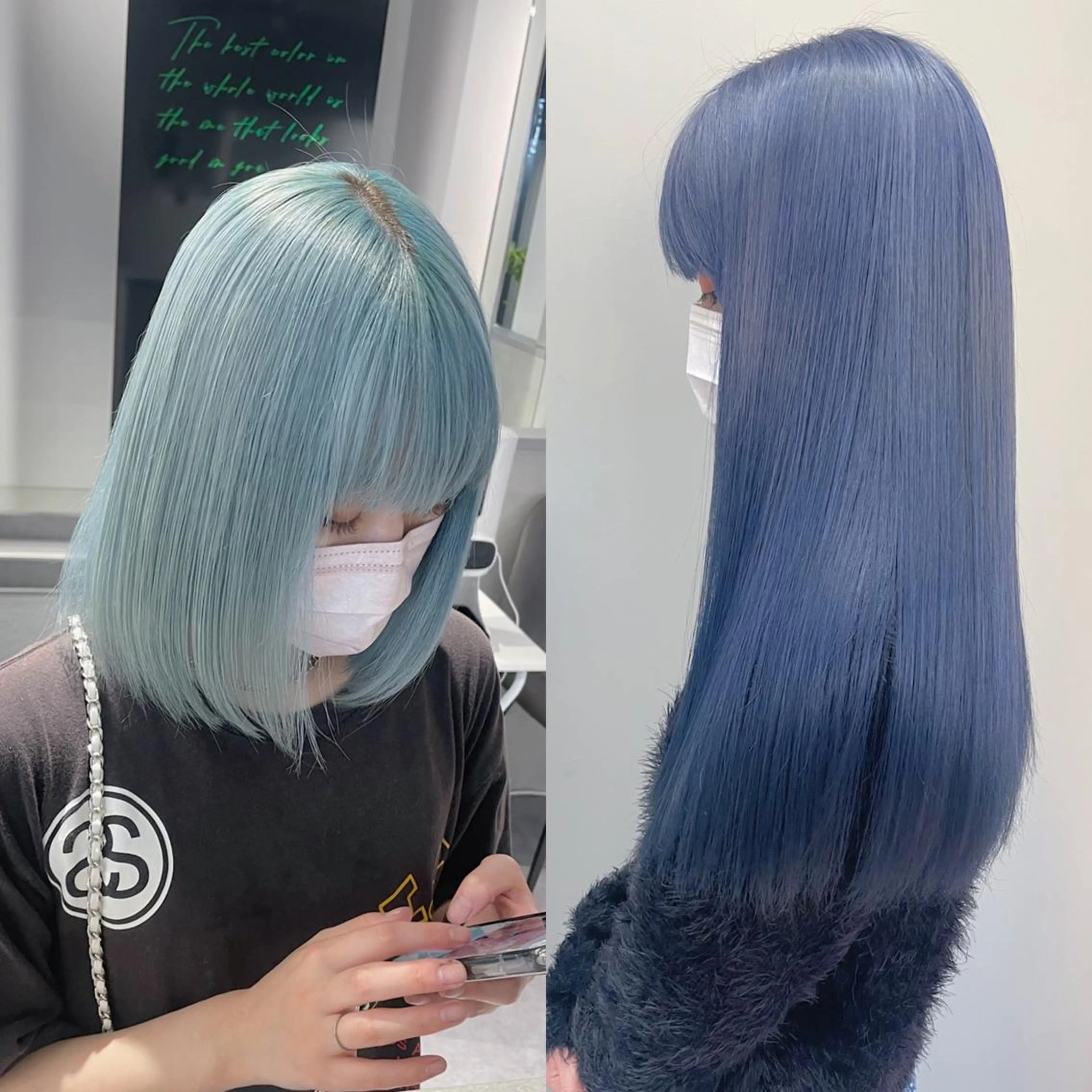 ミディアム カラー ミディアムパーマ アッシュ バレイヤージュ ベージュカラー 黒髪 ikuma/ ミルクティーのヘアスタイル