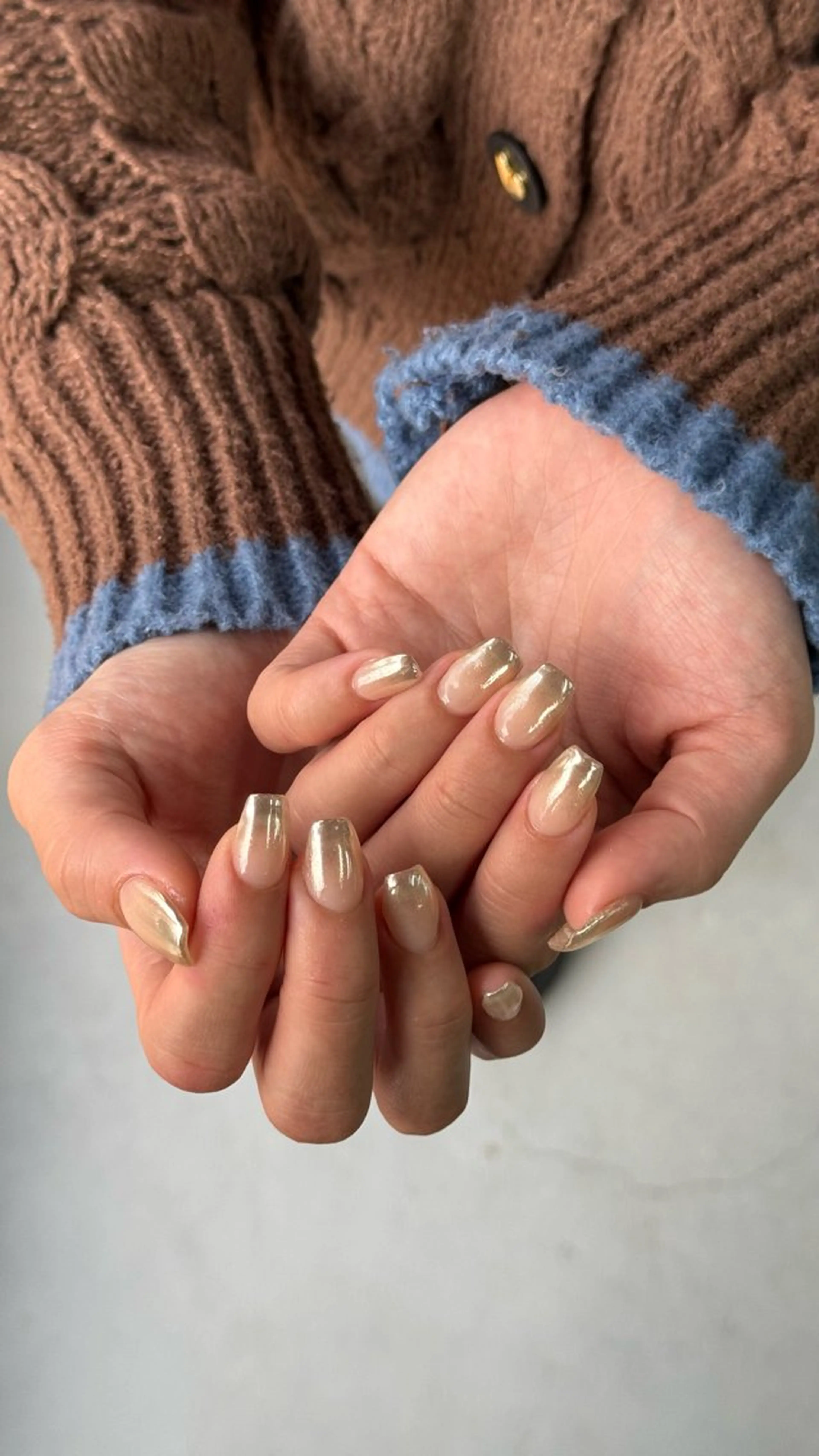 ネイル 長さ出し グラデーション ミラーネイル ハンドネイル Momoka ネイリスト福岡/薬院のネイルデザイン