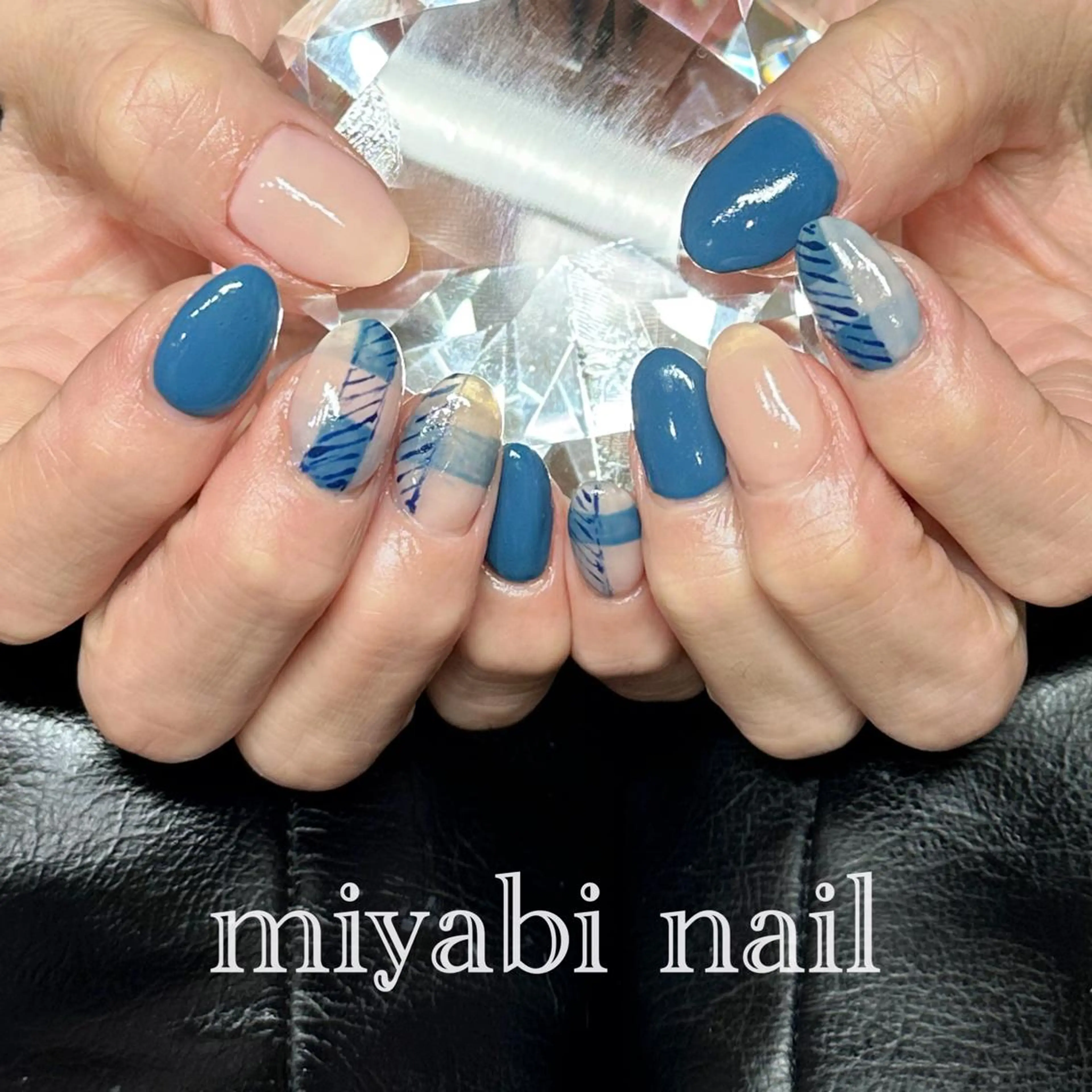 ネイル アートネイル ブルー 持ち込み ピンク 春ネイル ハンドネイル miyabi nail 桂川駅近くのネイルデザイン