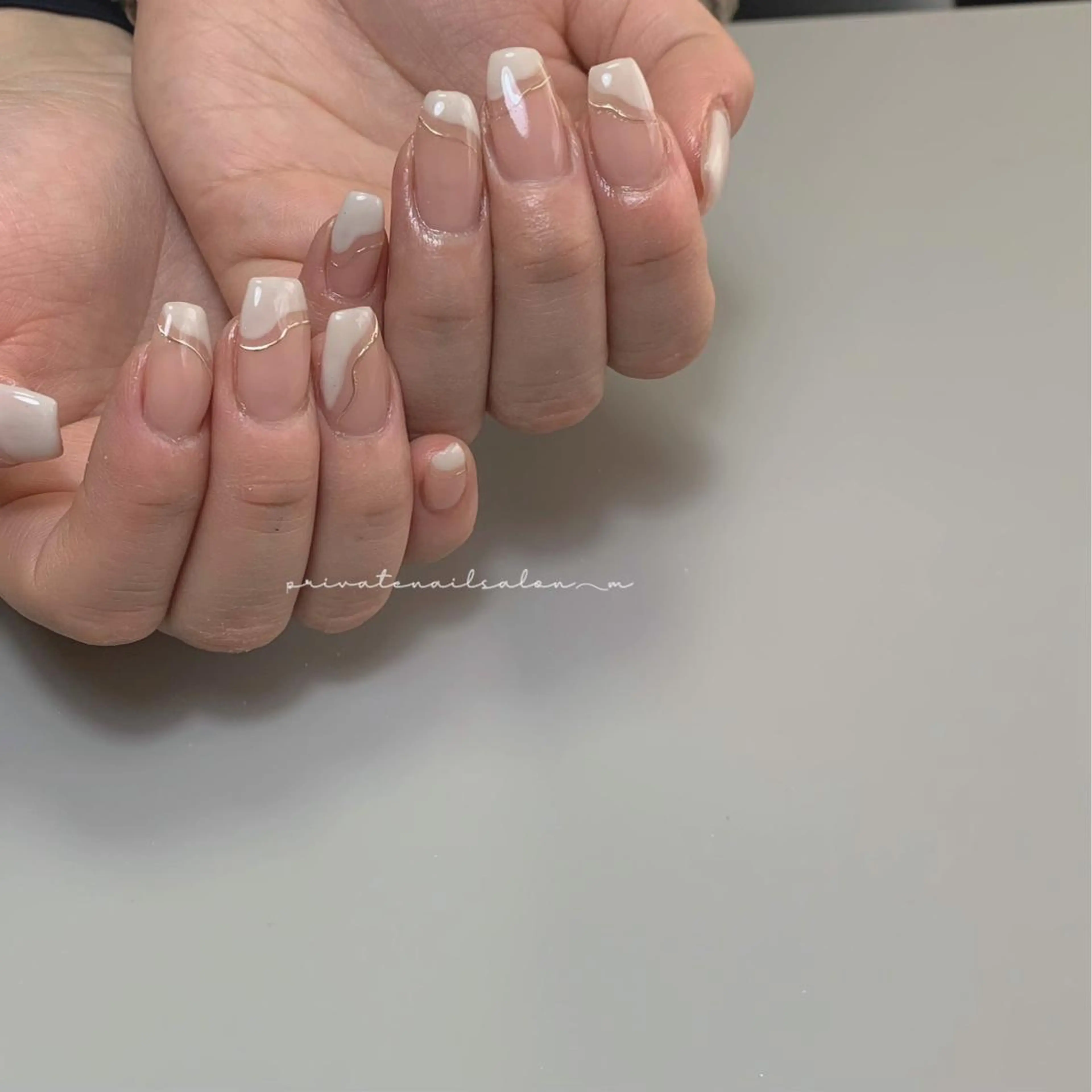 ネイル フレンチネイル ミラーネイル 持ち込み ニュアンスネイル ピンク ハンドネイル Liebe nailのネイルデザイン