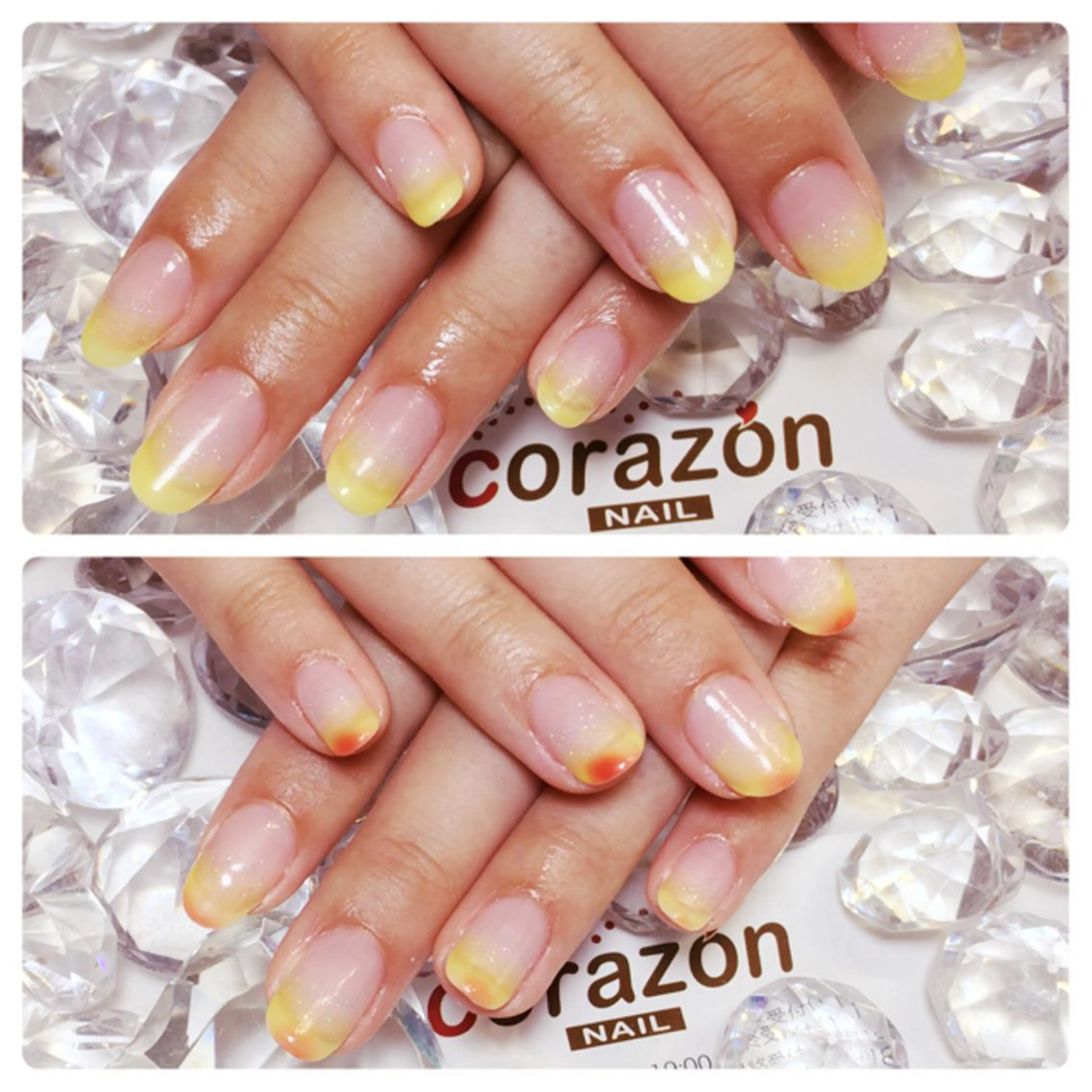 ネイル オーロラネイル ジェルネイル グラデーション ラメ(グリッター) オレンジ ハンドネイル corazon所属・ネイリスト aicoのネイルデザイン