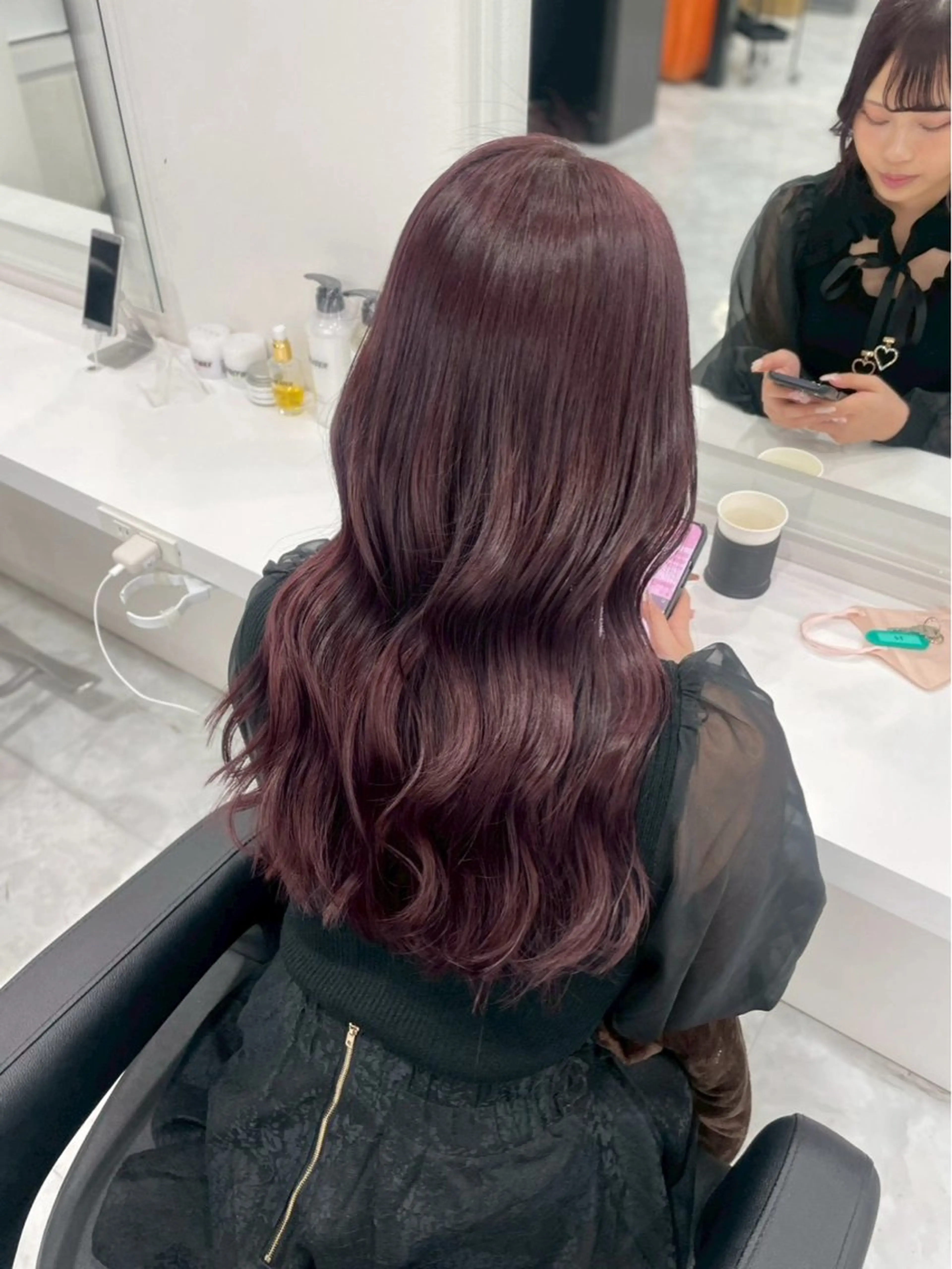 セミロング カラー ヘアアレンジ ヘアカラー トリートメント 暖色・髪質改善🍒 吉武杏莉のヘアスタイル