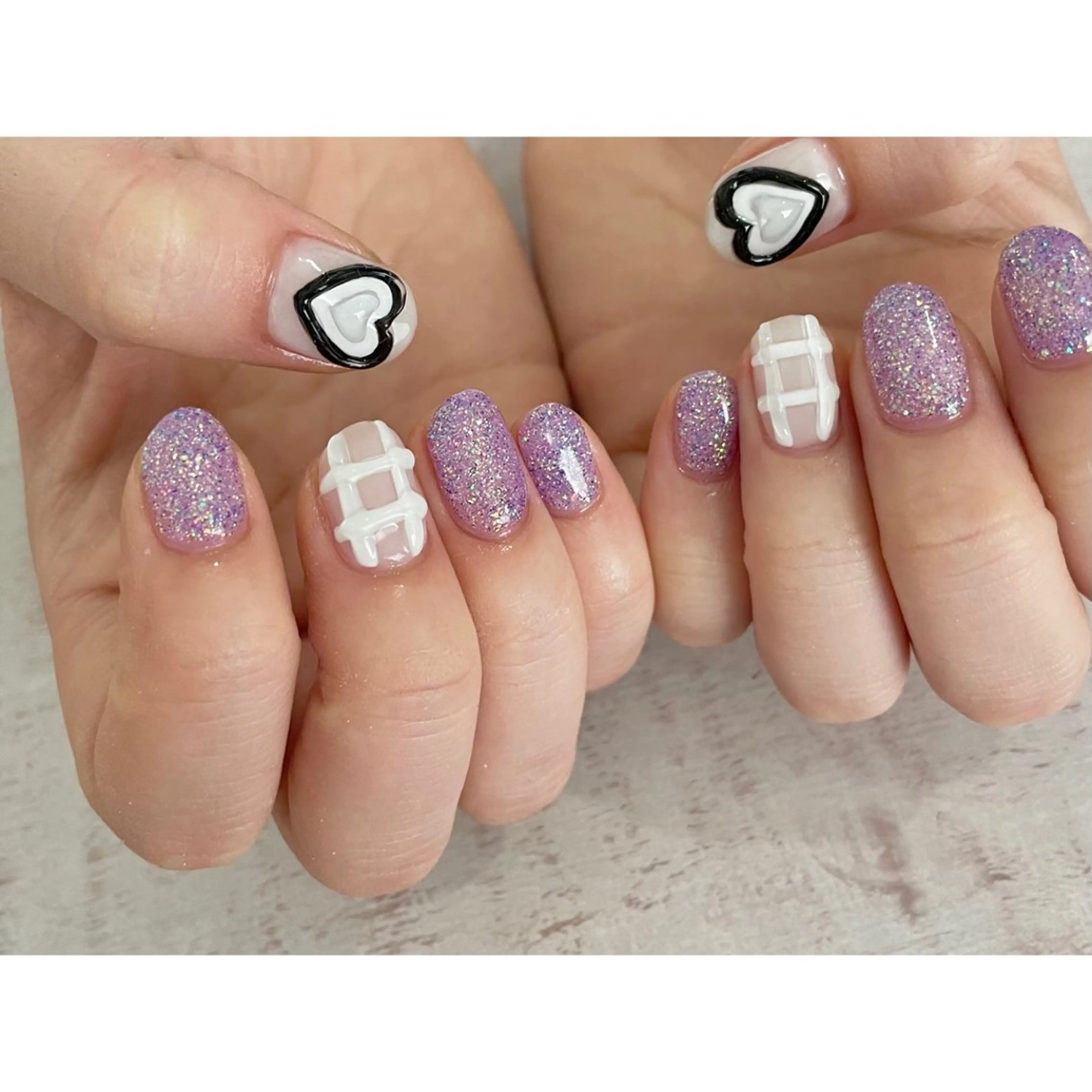 ネイル ハート 𖡼 yumenoのネイルデザイン