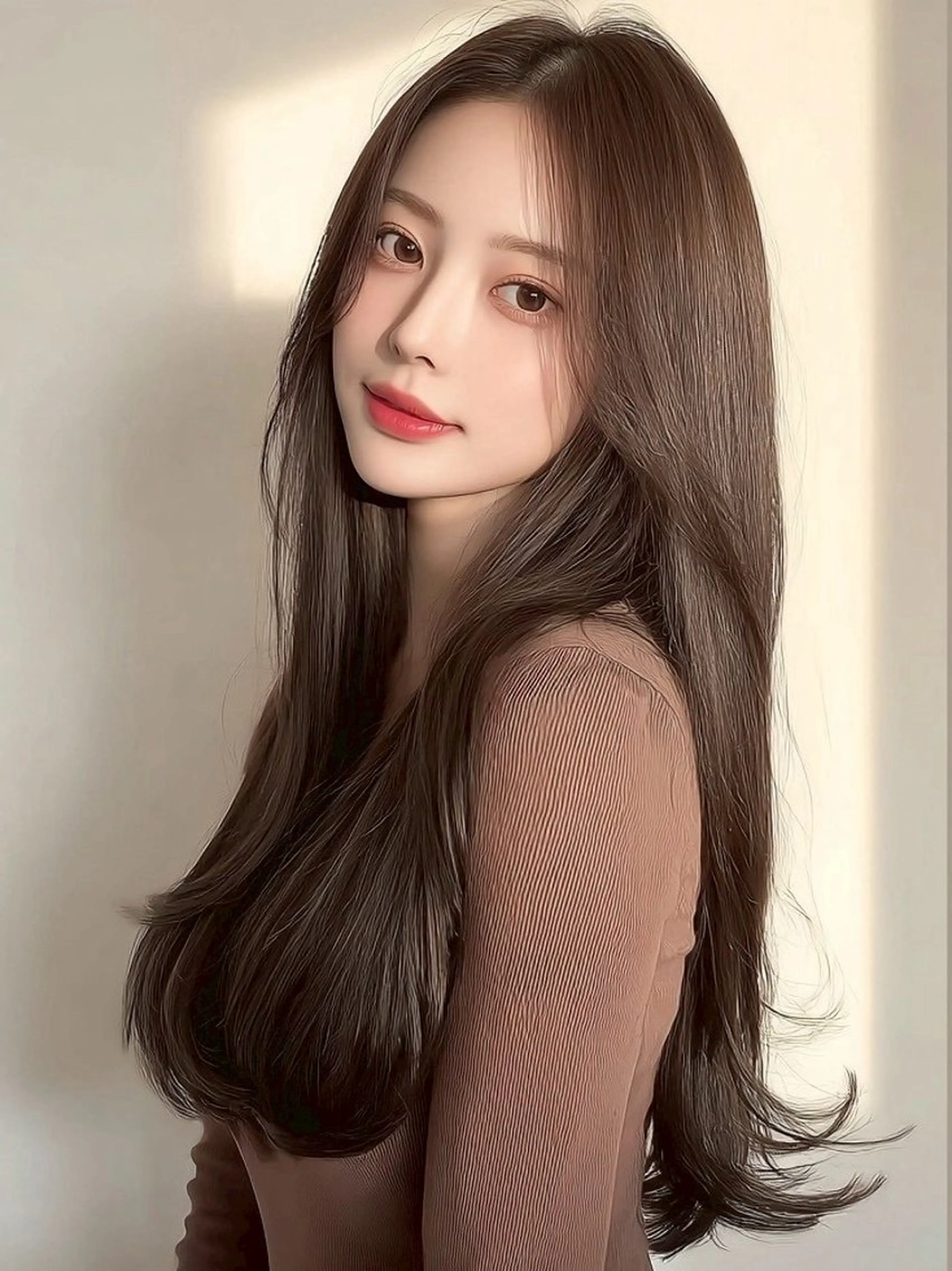 ロング カラー 髪質改善 韓国風ヘア 縮毛矯正 ヘアカラー 西 優衣奈のヘアスタイル