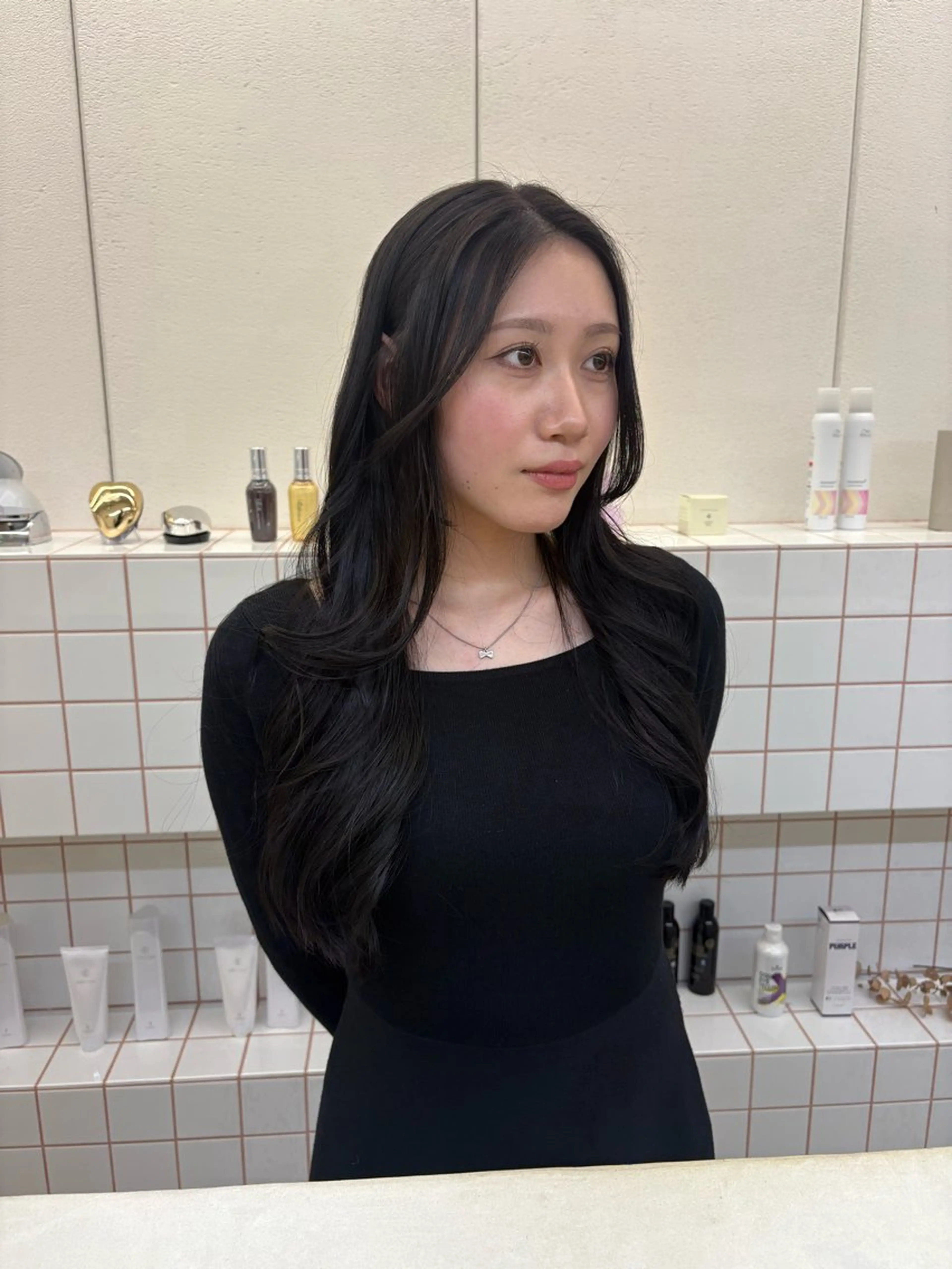 ロング カラー 黒髪 カット ヘアカラー トリートメント NIKO/名古屋/ 伏見/花屋併設のヘアスタイル
