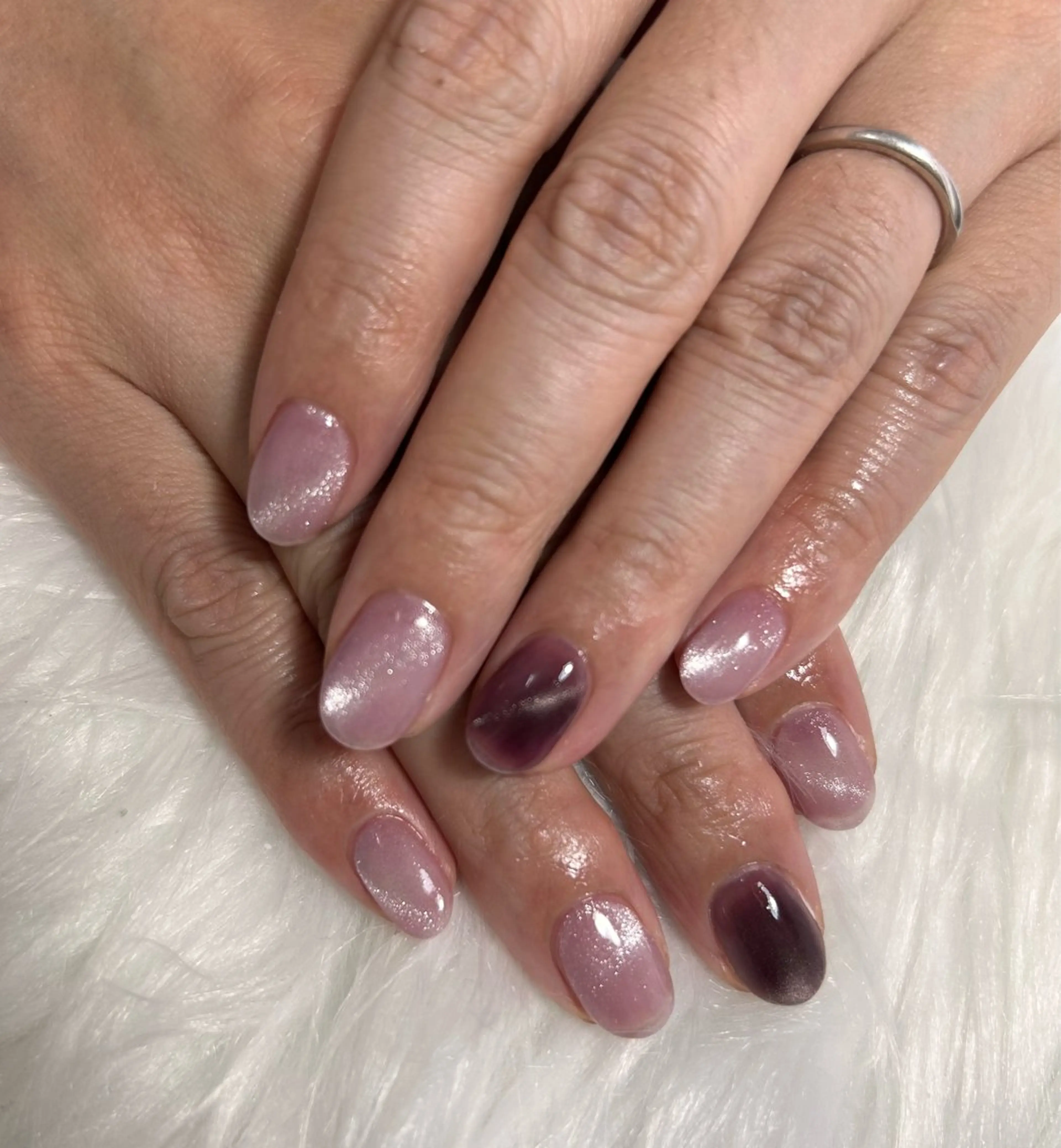 ネイル マグネットネイル パープル ハンドネイル Bonheur_ MAIKOのネイルデザイン