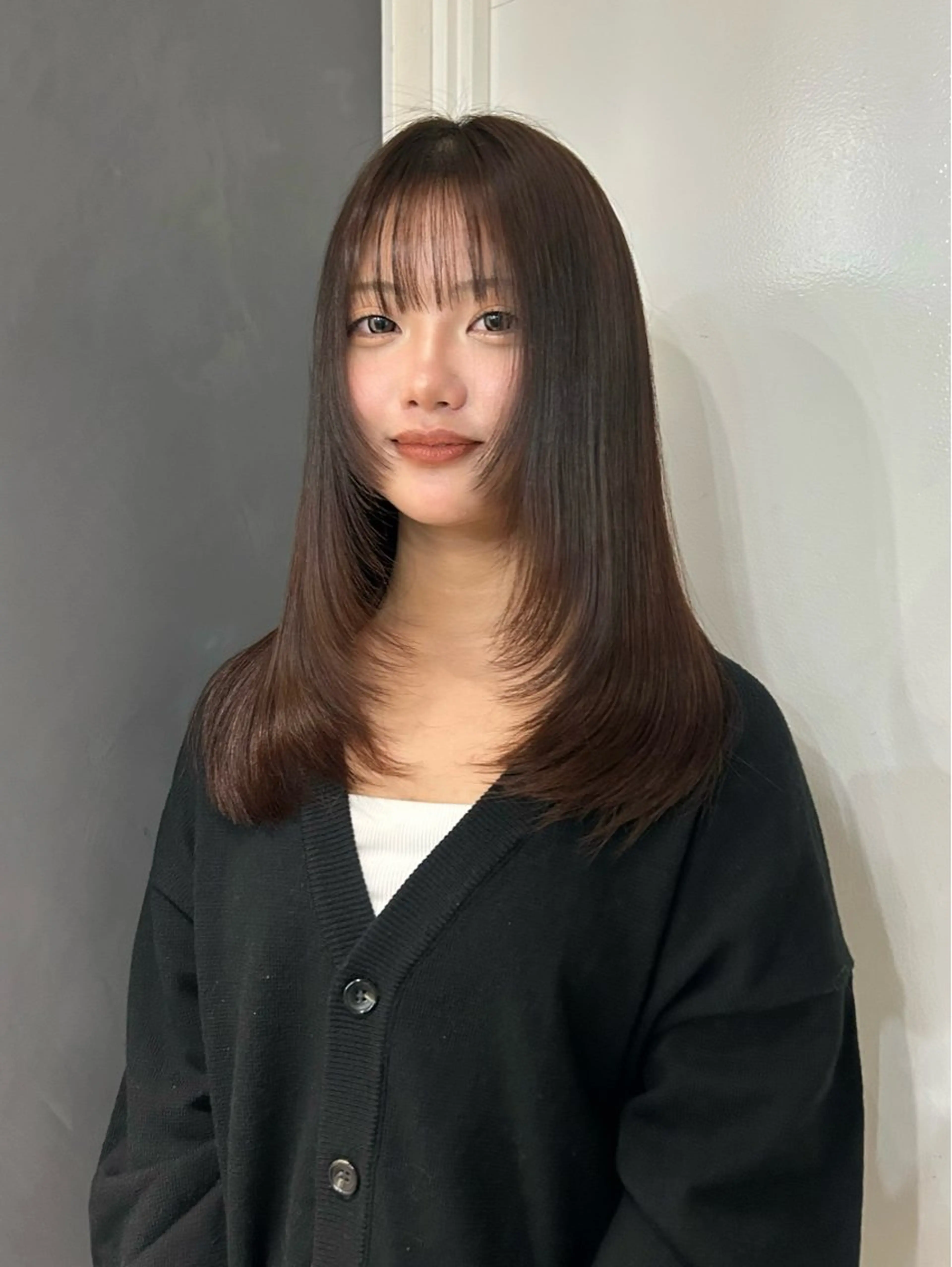 セミロング レイヤーカット カット 縮毛矯正 トリートメント えり 堀江/ボブ /透明感/レイヤーのヘアスタイル