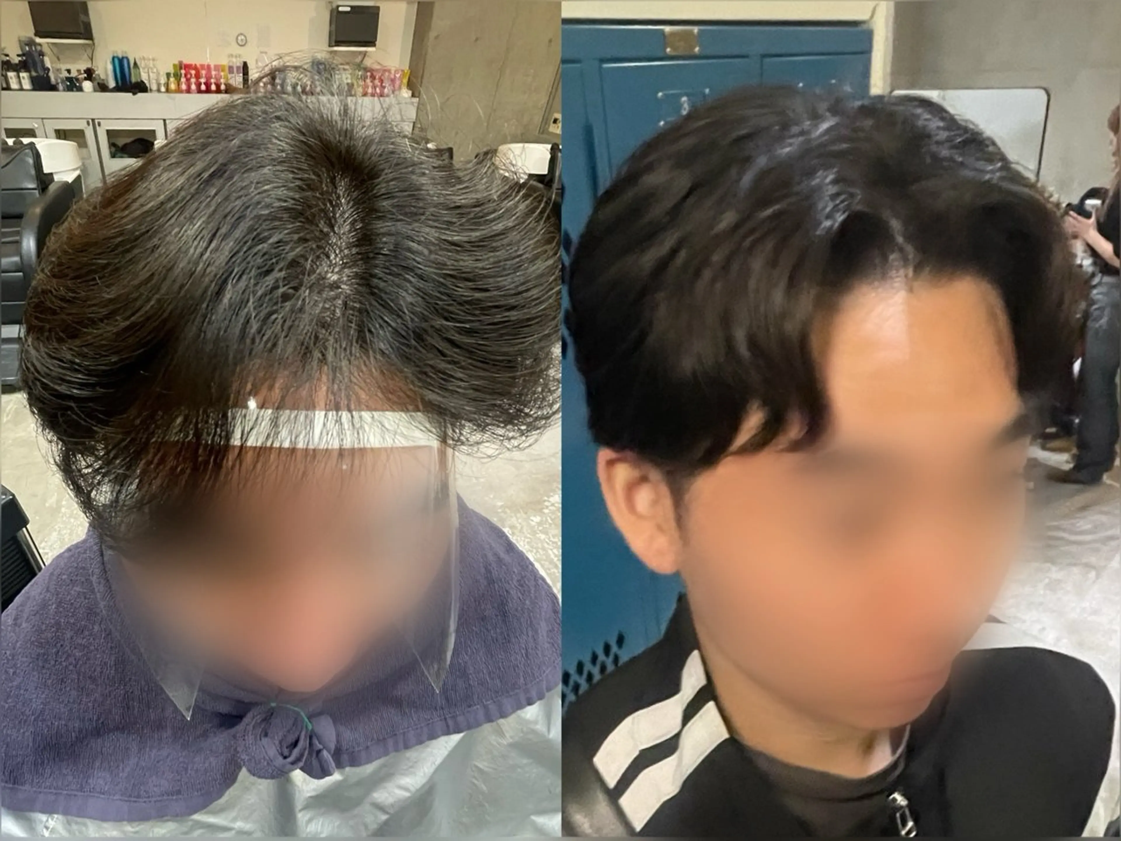 メンズ センターパート ダウンパーマ メンズ韓国風 メンズパーマ 韓国リアルハッシュ レイヤーカットのヘアスタイル