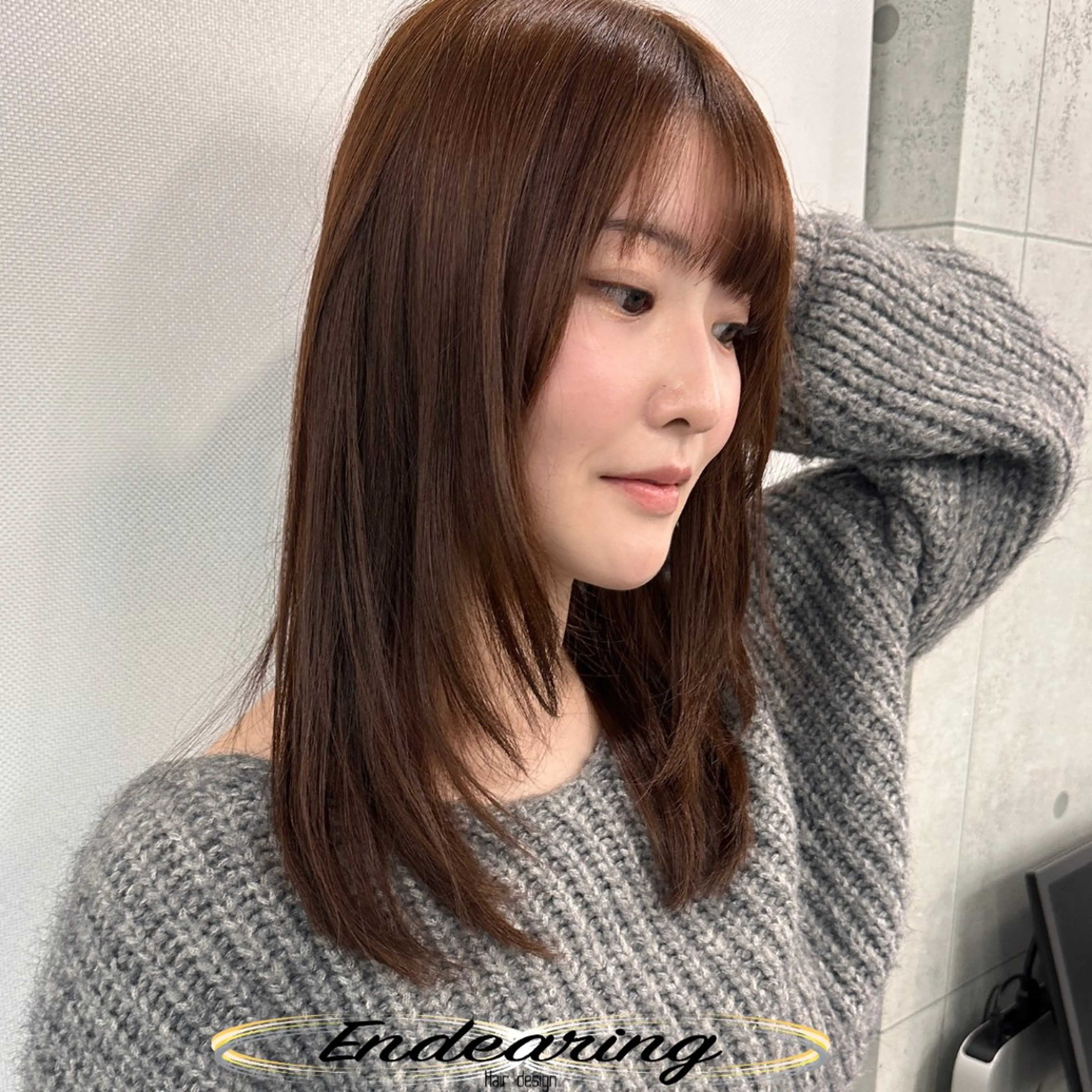 セミロング 顔まわりレイヤー レイヤーカット 小顔カット カット ヘアカラー Endearing 銀座/レイヤーカットのヘアスタイル