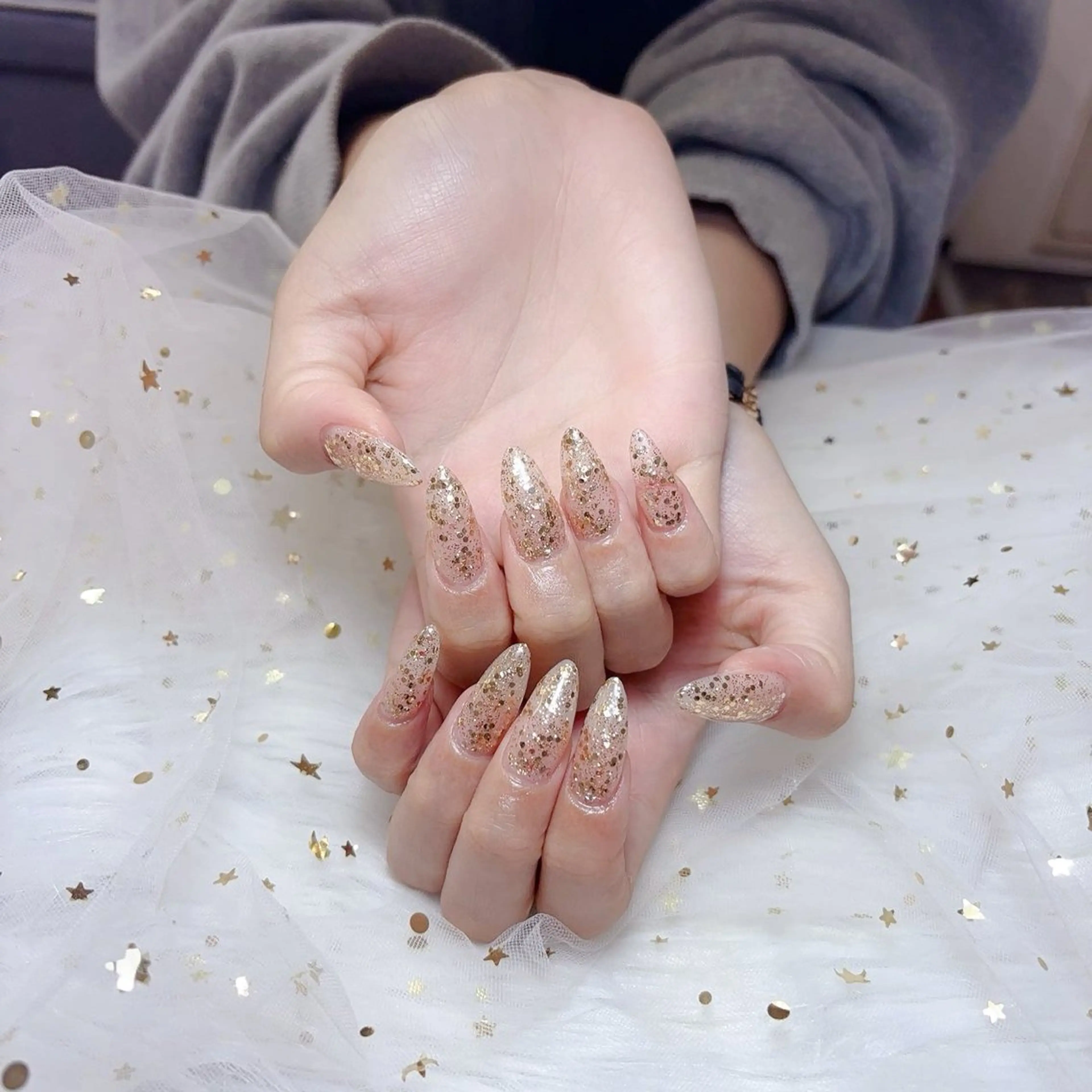 ネイル オーロラネイル 成人式 フレンチネイル ハート 韓国ネイル ハンドネイル Melody Nail所属・Melody  3D/スカルプ専門店のネイルデザイン