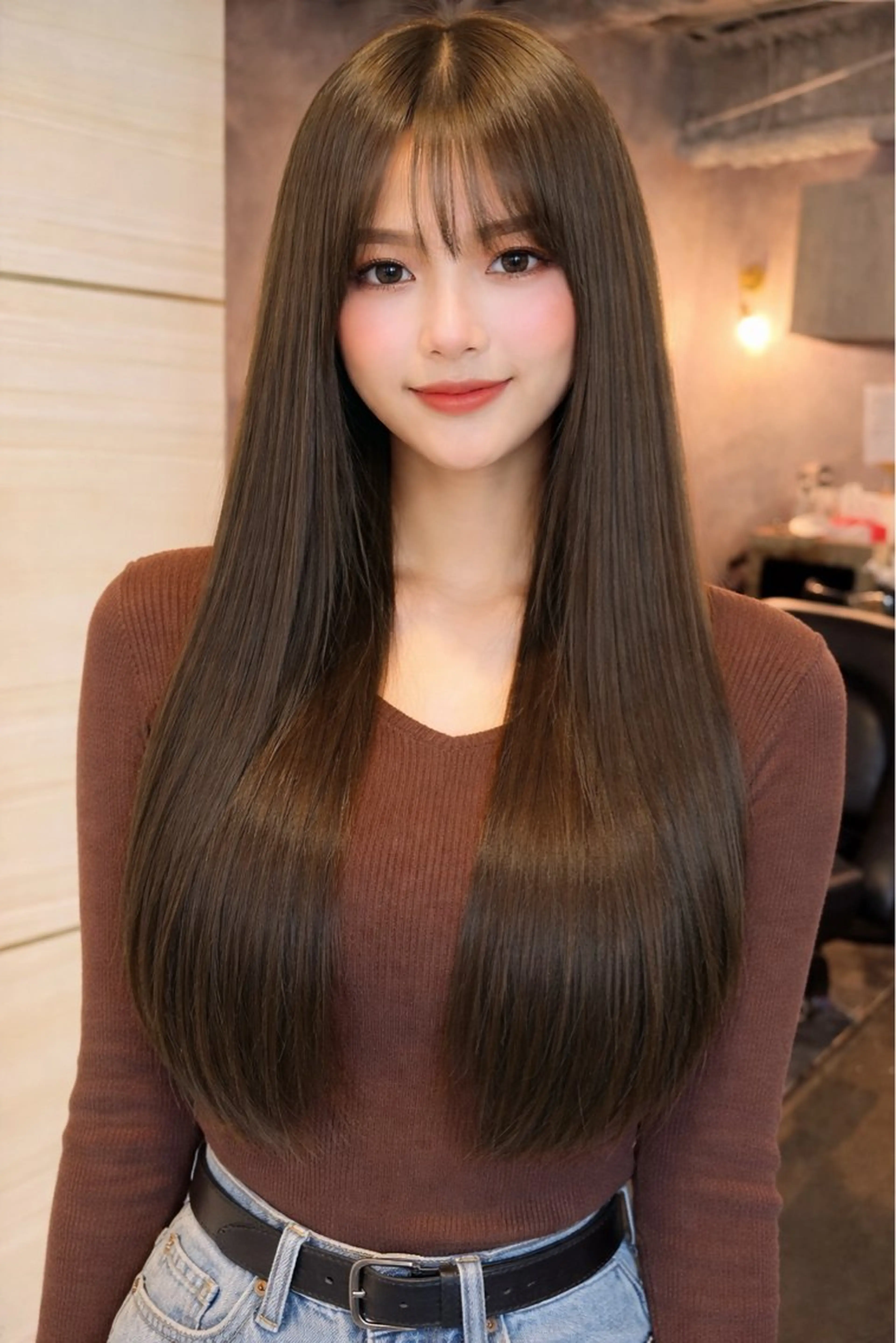 ロング カラー グレージュ オリーブグレージュ オリーブグレー ヘアカラー エクステ 🏹あみ🏹艶髪 /オリーブカラー‪のヘアスタイル