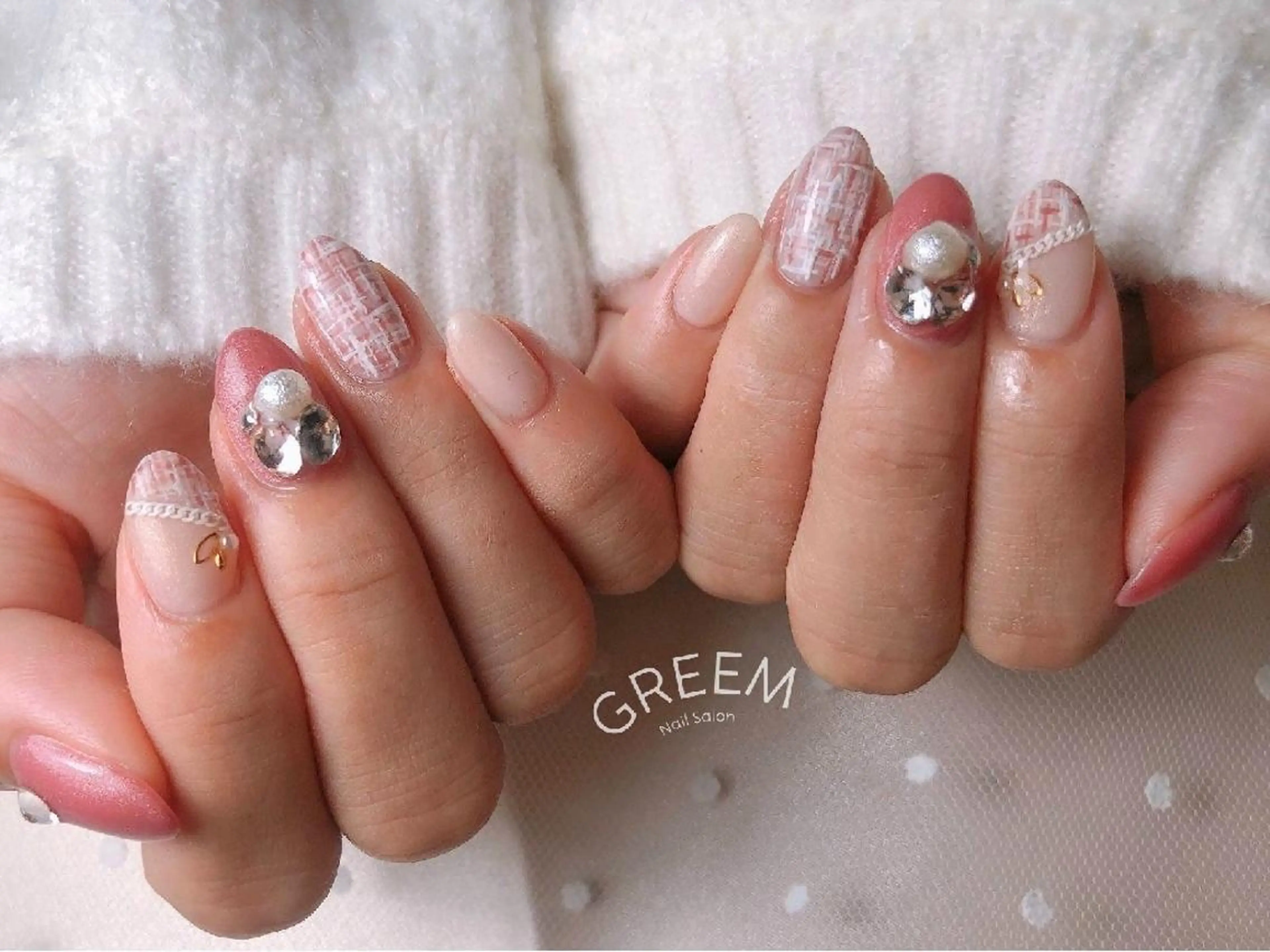 ネイル ツイードネイル ハンドネイル GREEM グリームのネイルデザイン